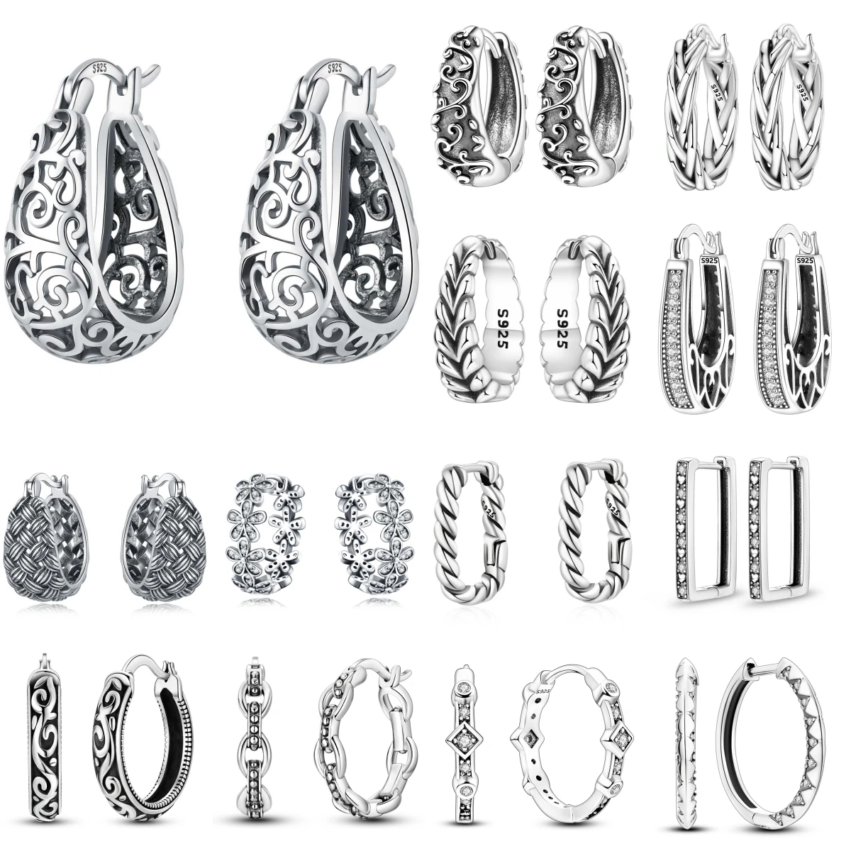 925 Sterling Silver Vintage Vine Series Earring Jewelry Versatile Hoop Earrings For Women Jewelry Fine Birthday Party Gifts