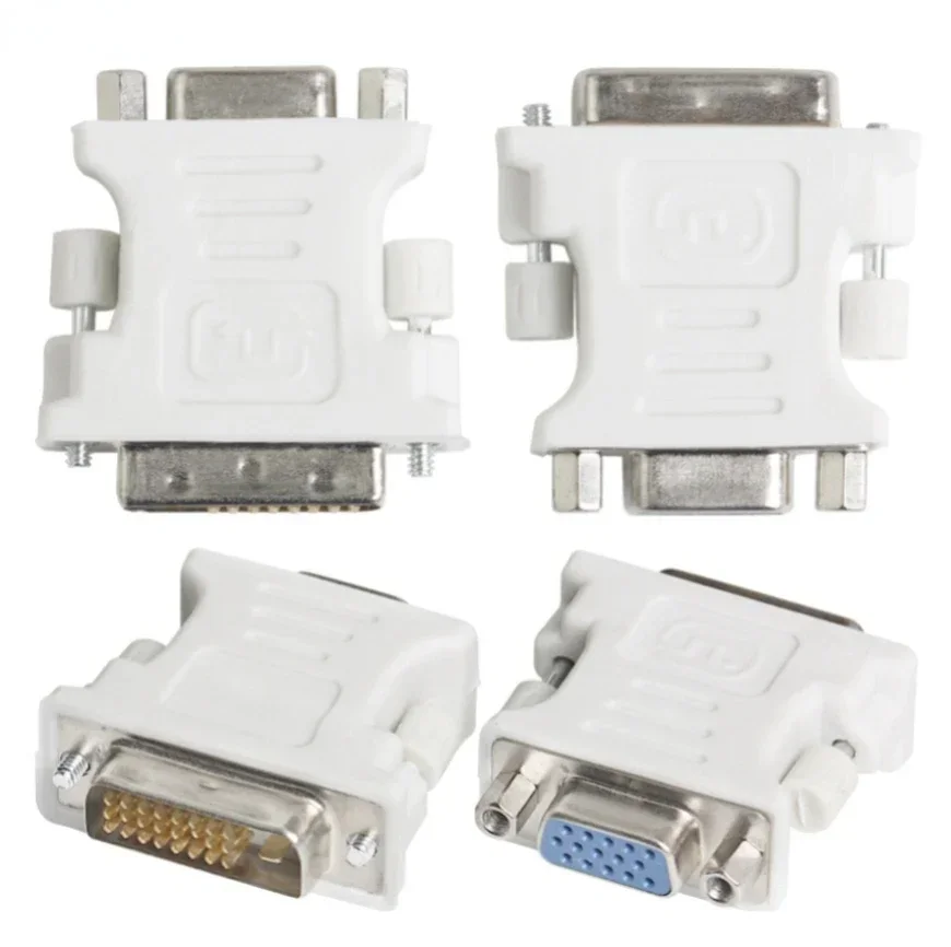 200pcs White Durable DVI-D 24+1 DVI 24+5 Male To VGA 15 Pin Female Socket Adapter Converter for PC Laptop Computer