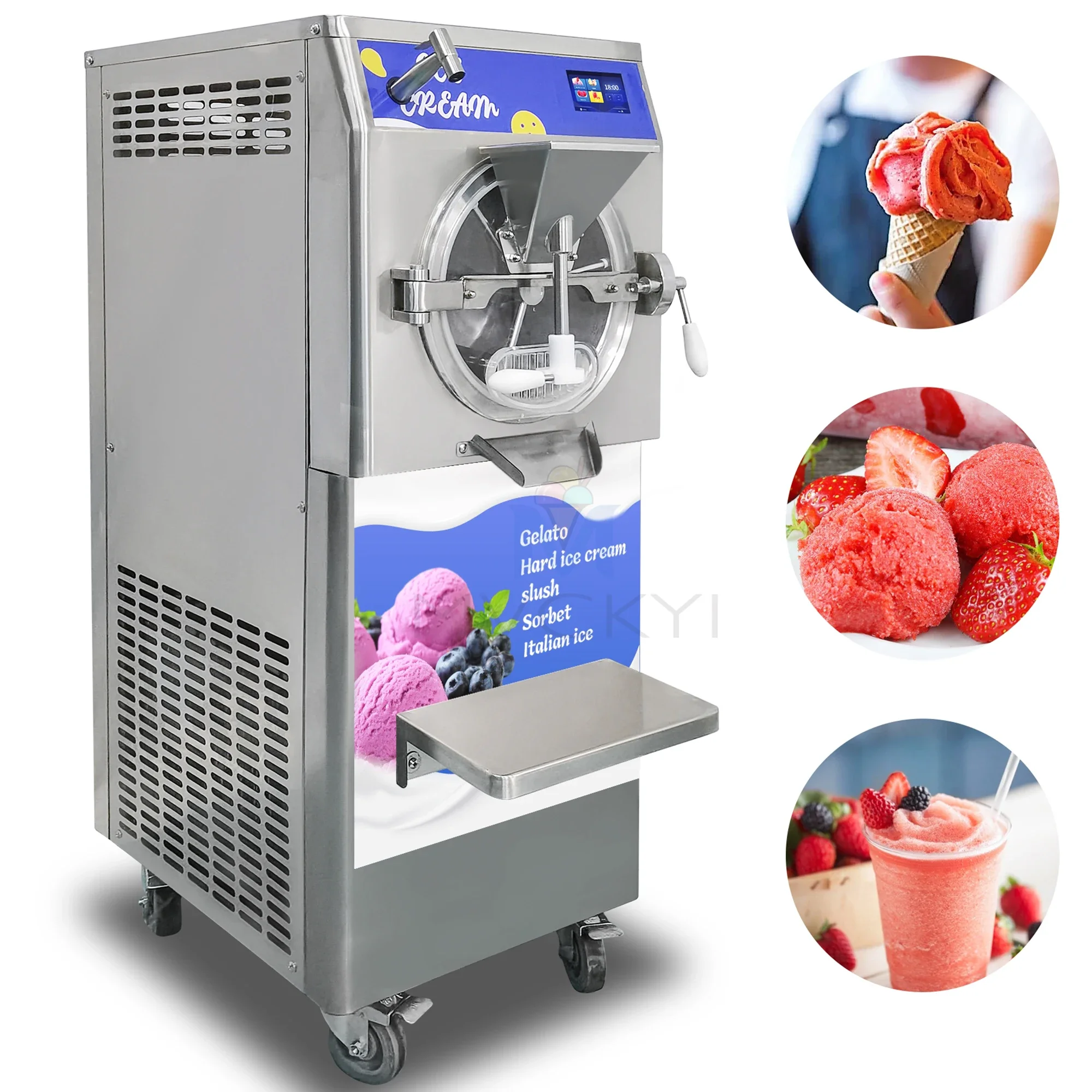 Mvckyi 48L/H Ice Cream Maker Itlaly Gelato Ice Cream Making Sorbet Making Batch Freezer Hard Ice Cream Machine Rubber Gasket