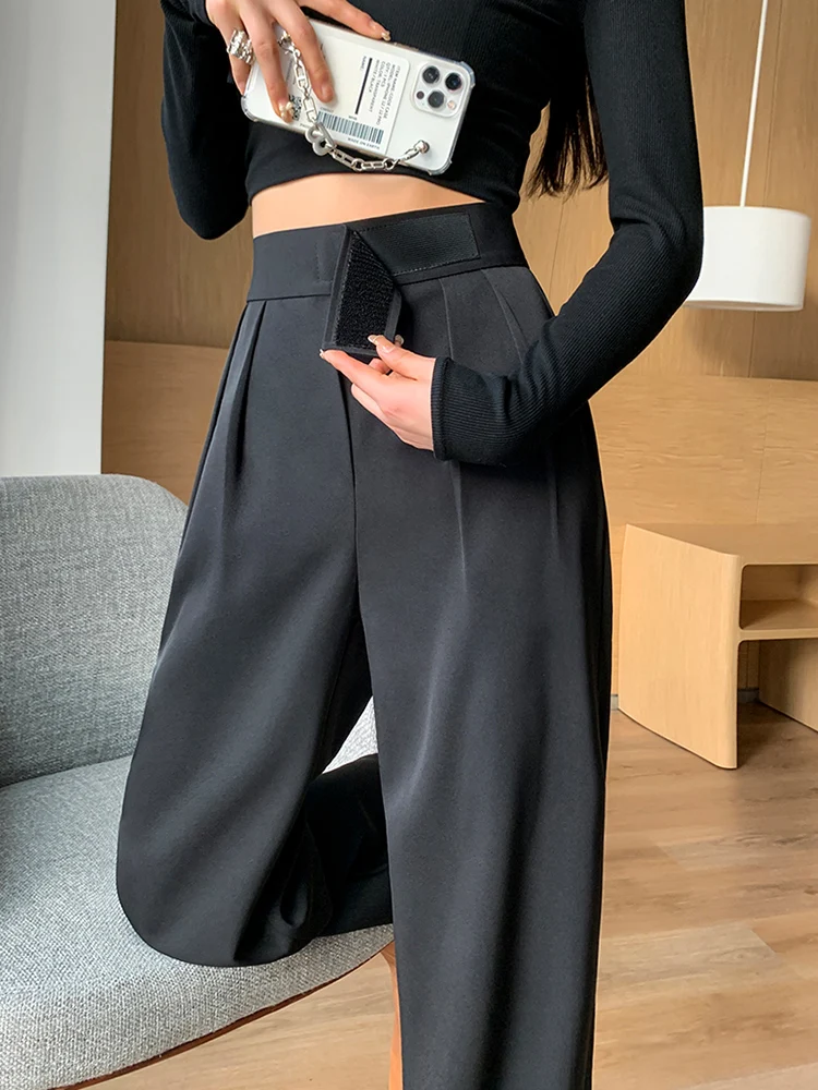 Suits Pants Women\'s Tailoring Pants Office Lady Traf Wide Leg High Waist Trousers Korean Fashion Streetwear Black Pantalon Femme