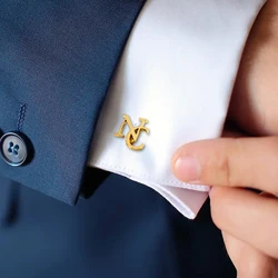 Customized Groom's Letter Cufflinks Stainless Steel Men's First Letter Cufflinks Personalized Wedding Groomsmen Jewelry Gifts