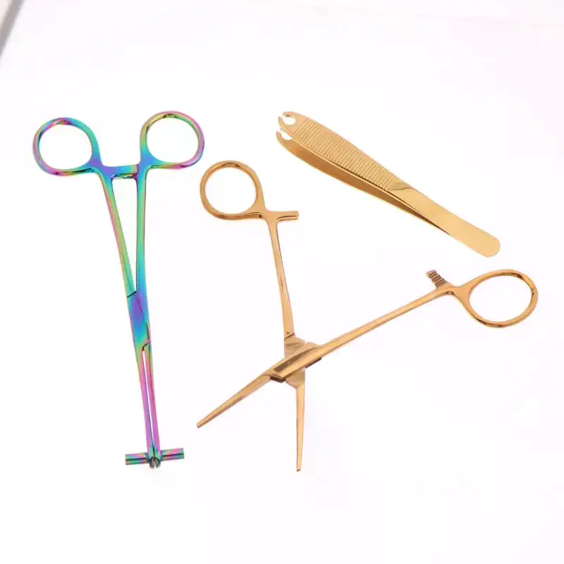 

Красочные плоскогубцы для пирсинга, щипцы из хирургической стали, пинцет для перегородки, хряща, языка, зажим для пирсинга, инструмент