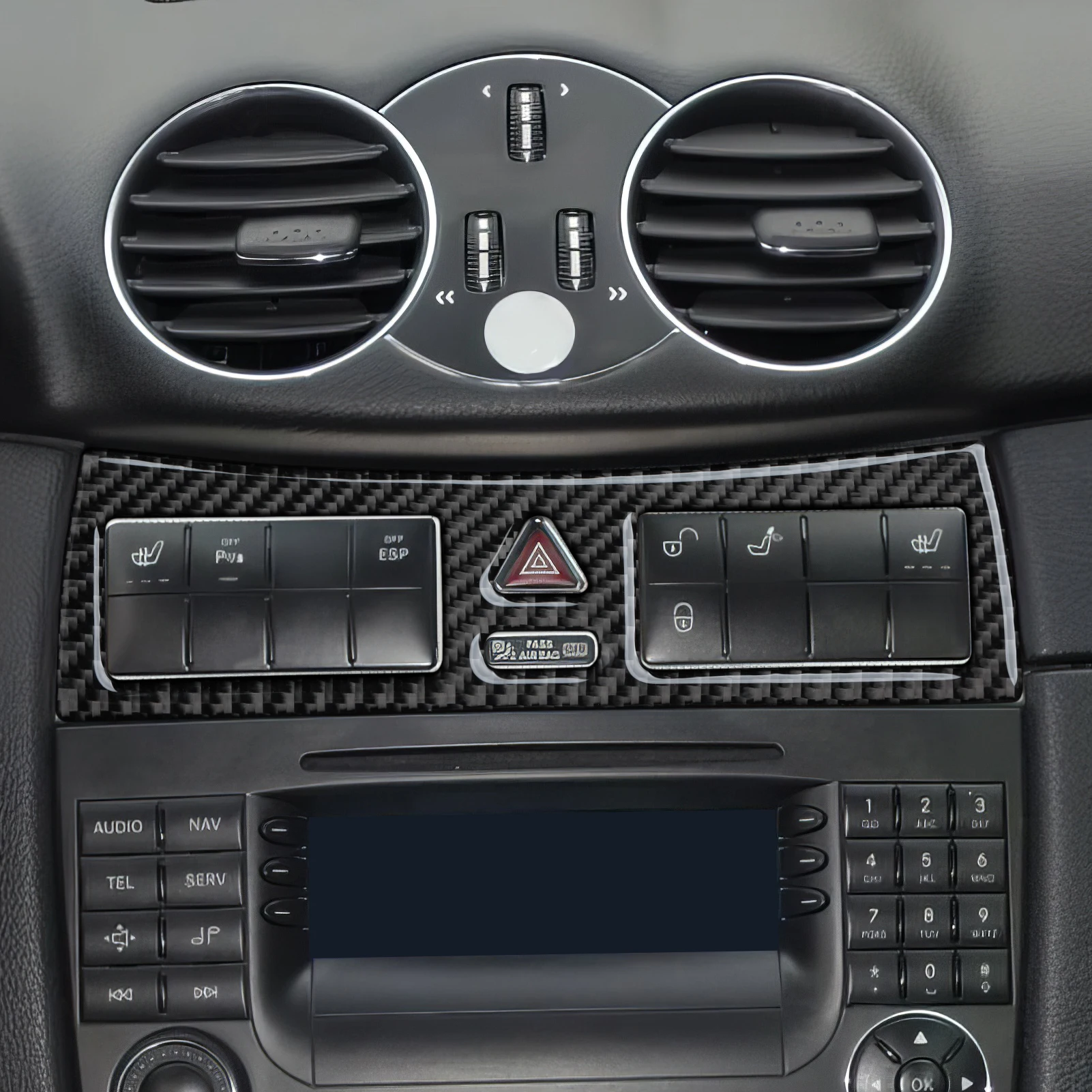 Kohlefaser-Innenaufkleber. Auto-Mittelkonsole Schalthebel-Verkleidung Für Mercedes Benz CLK A209 C209 (2002-2010) Zubehör. – Detail 40