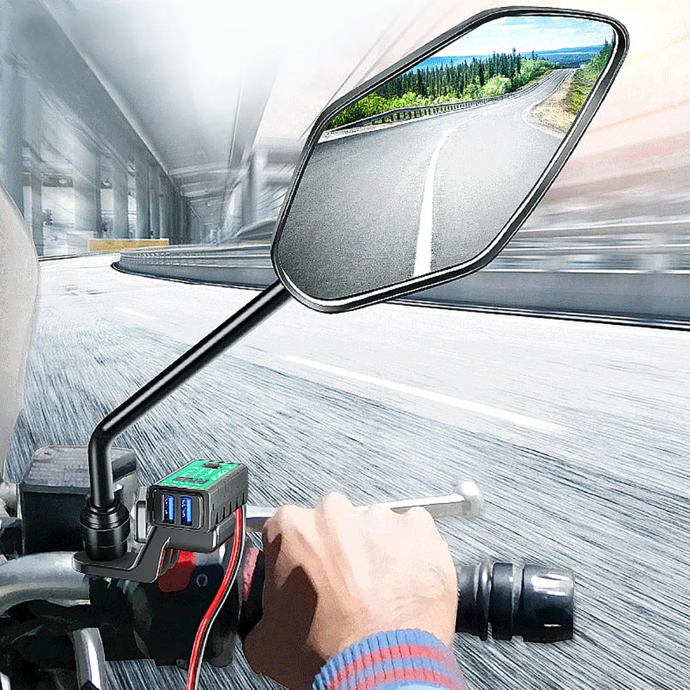 

12V SAE to Dual USB Fast Charging Adapter 3.1A/4.8A TYPE-C Motorcycle USB Charger with Voltmeter On/Off Switch for Phone