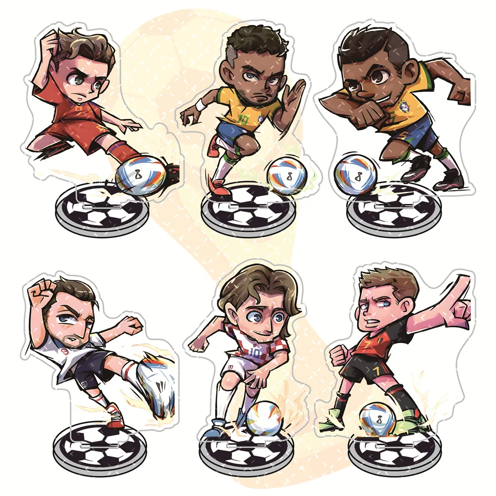 Venda quente 10cm acrílico standee estrela de futebol estatueta c ronaldo messi zidane mbappé jogador de futebol modelo decoração desktop collec