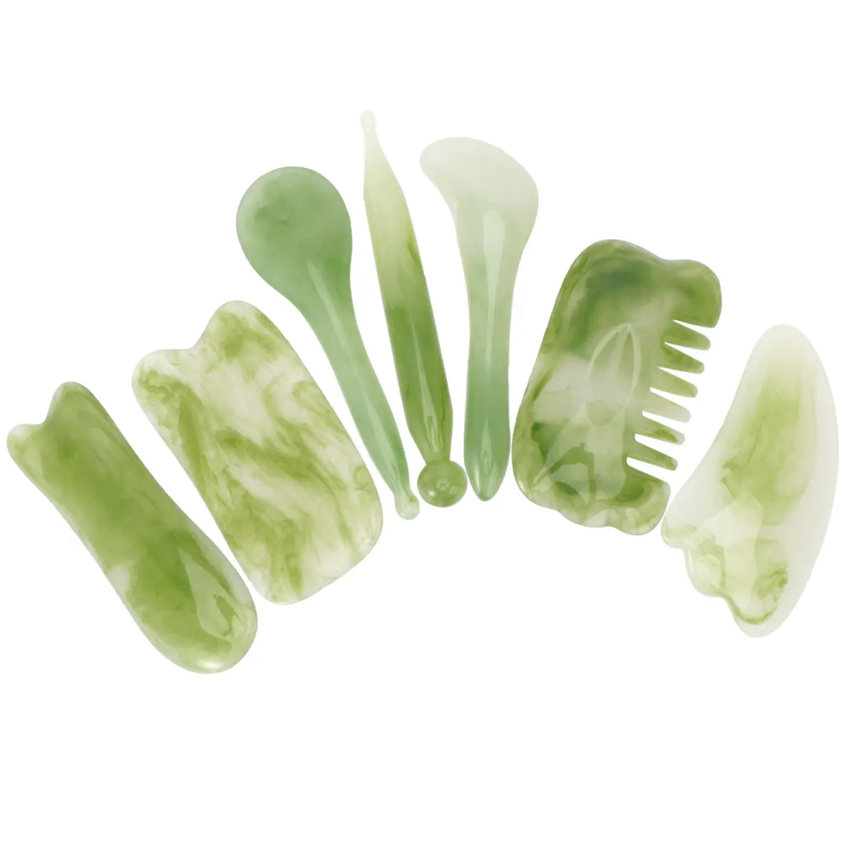 7Pcs Facial Guasha Scraper Set Natural Resin Massage Tools Relax Muscle Fatigue Beauty Therapy Spa Care Gift Scrapping Plate