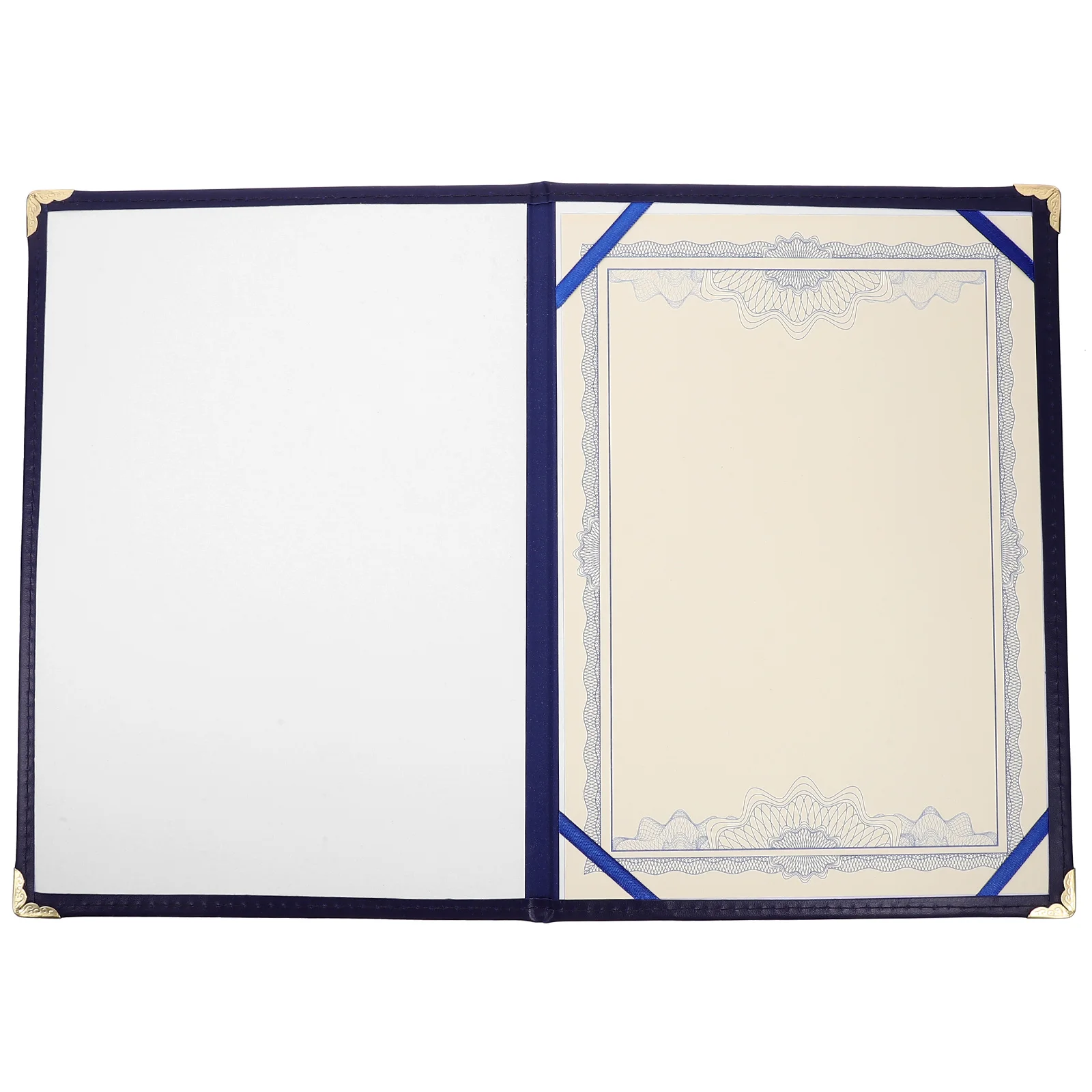 

A4 Certificate Holder Cover Blue Single Page File Folder Zinc Alloy Closure Portable Rounded Corners for Award