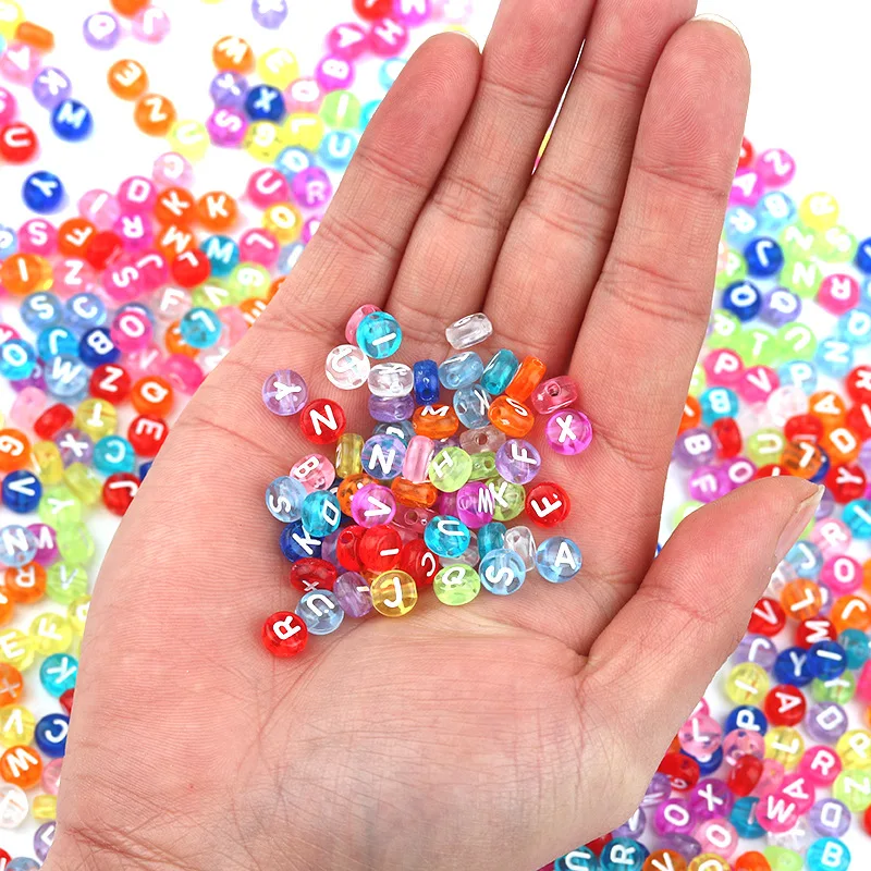 100pcs/lot Acrylic Oblate Alphabet Beads Colorful Transparent Letter Beads For DIY Jewelry Making Necklace Bracelets Accessories image 6