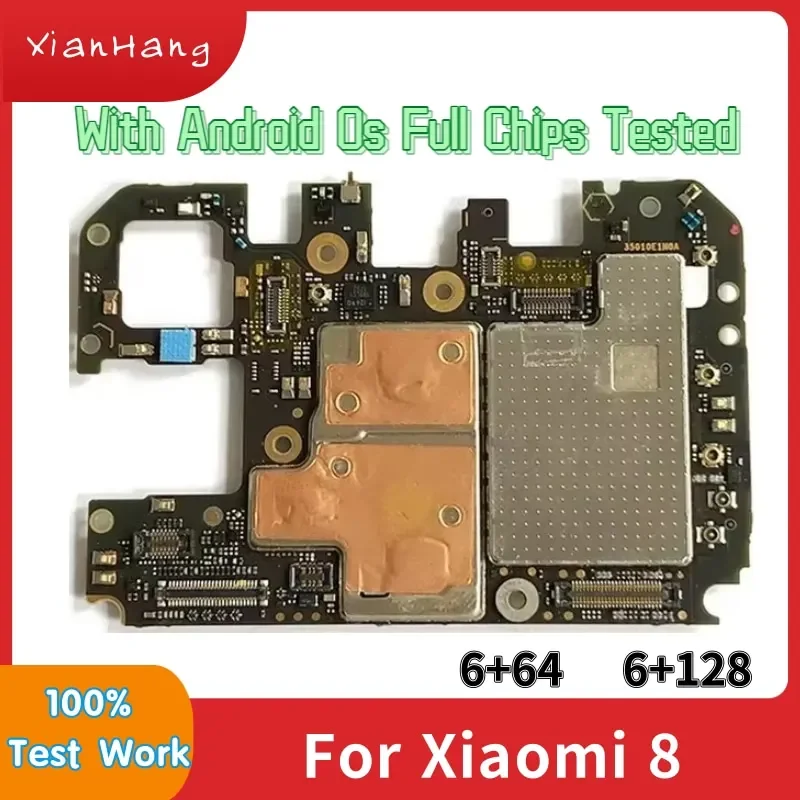 Материнская плата для Xiaomi 8 MI8, 6 ГБ ПЗУ, 64 ГБ, 128 ГБ, материнская плата, оригинальная, хорошо работает, разблокированная плата основных схем