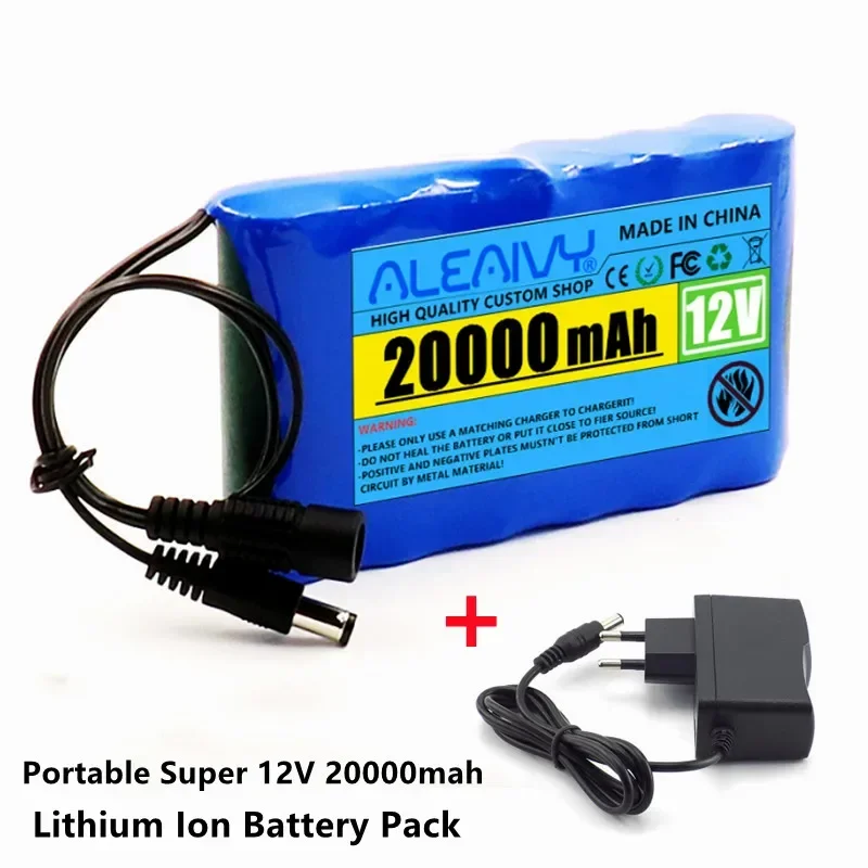 

18650 Portable Super 12V 20000mah Battery Rechargeable Lithium Ion Battery Pack Capacity AC/DC 12.6v 20Ah CCTV Cam Monitor