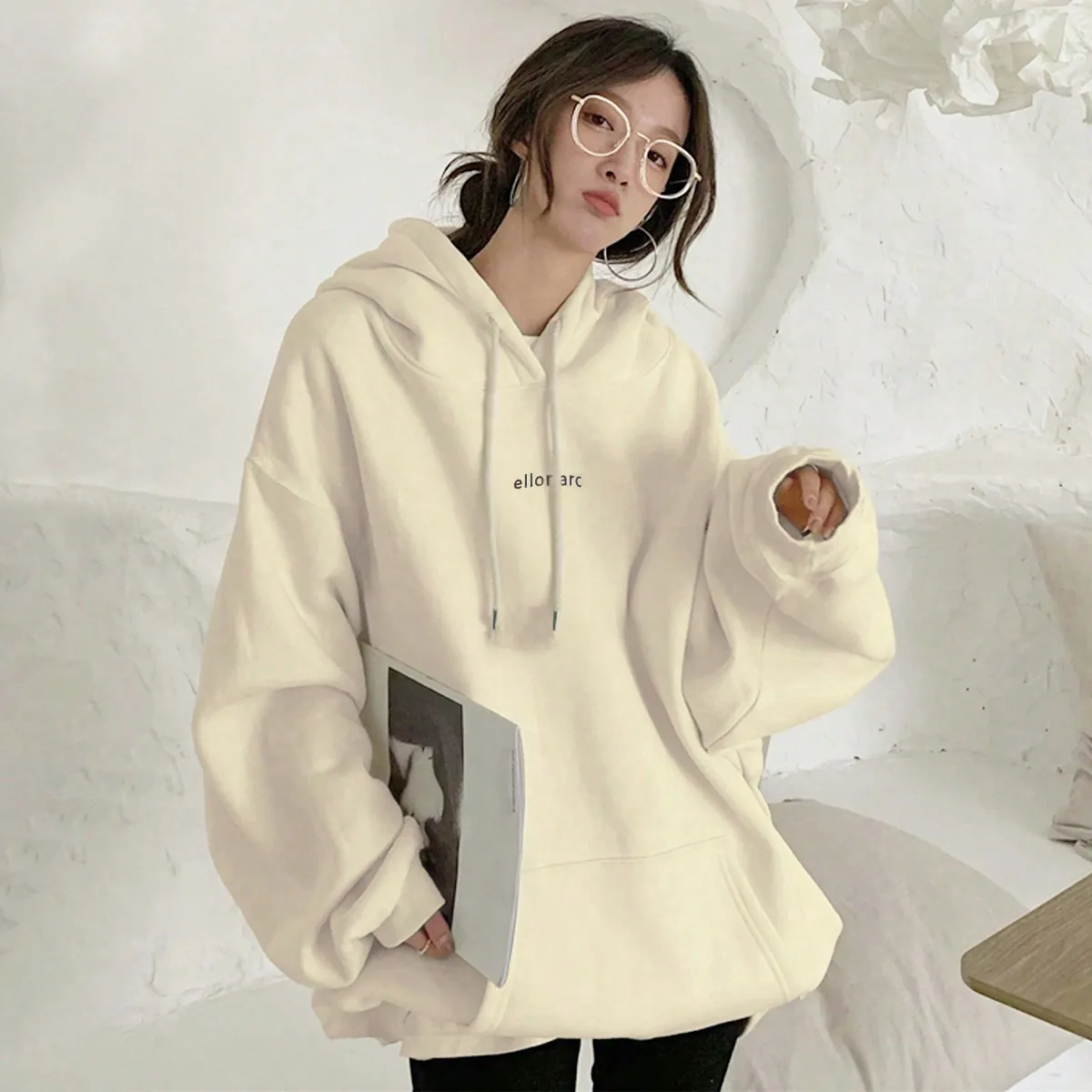 

Korean Chic Autum 2024 New American Retro Lazy Style Long-Sleeved Jacket Top Loose Hehe Women