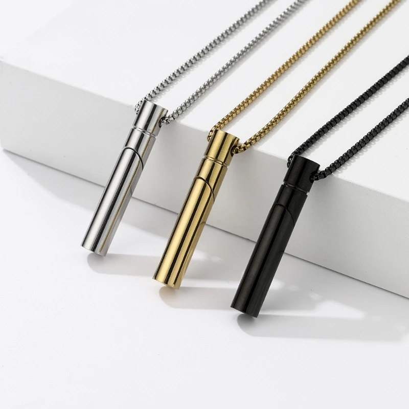 Aromatherapy Geometry Pendant Titanium Steel Thread Can Open Meditation Breathing Stress Relieving Necklace Fashion Jewelry