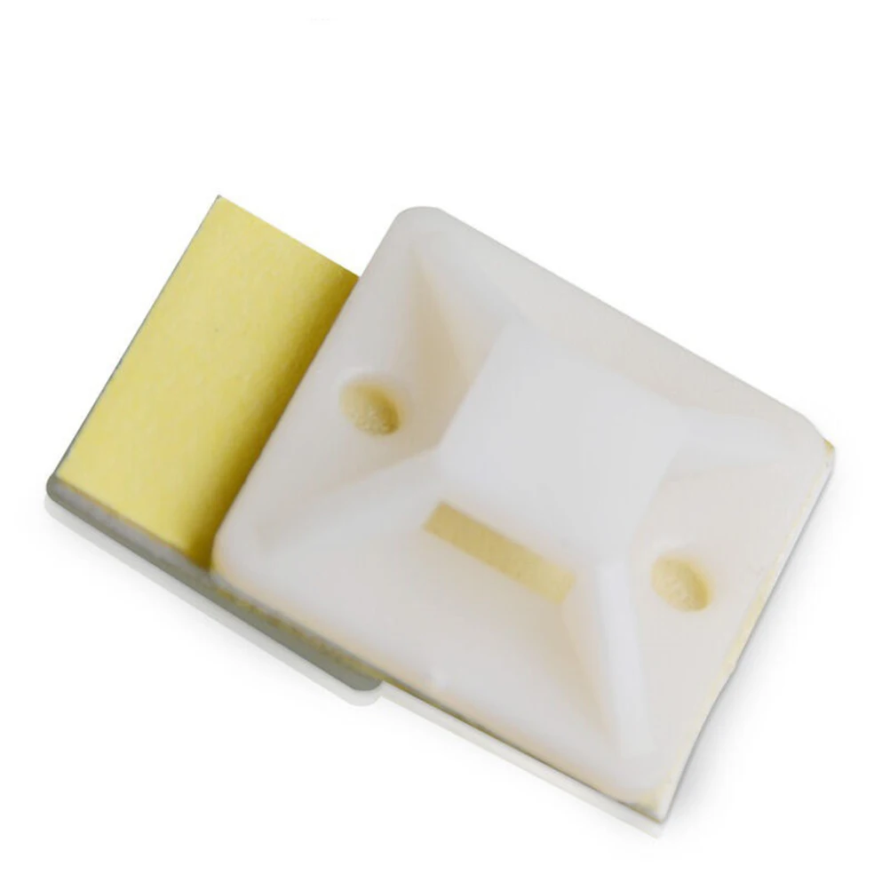 

100 pcs Cable Tie Mounts Nylon Fixing Seats Adhesive Backed Zip Bases for Wire Management Home Office Organization
