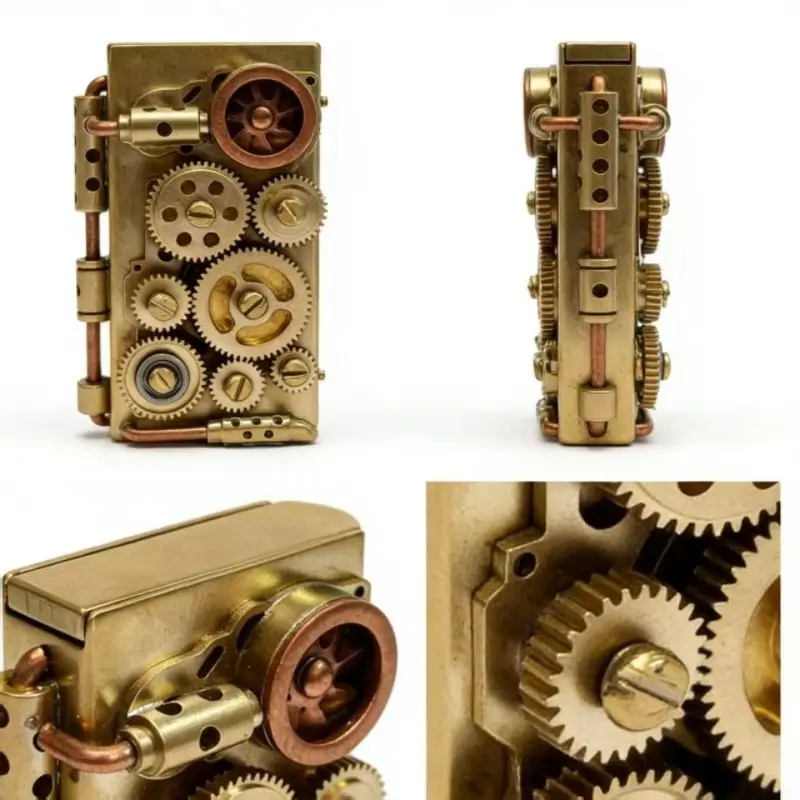 New Steampunk Trench Lighter Handmade Mechanical Vintage Kerosenes Lighter Brass Gear Unique Cool Refillable Windproof Lighter