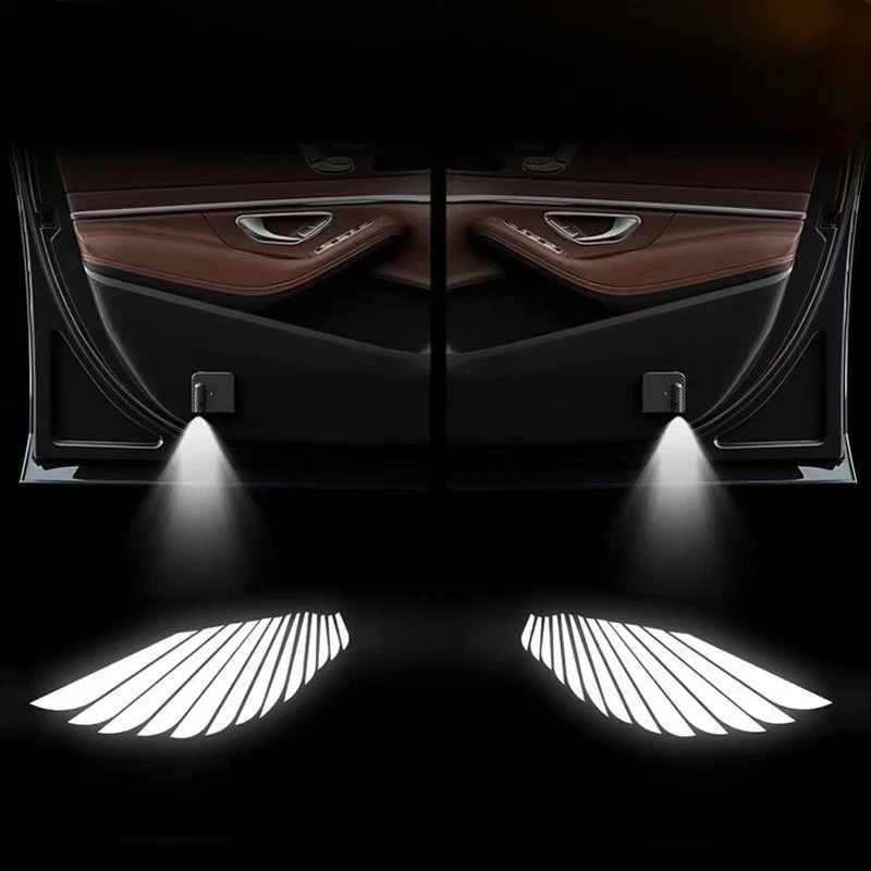 Car Angel Wings Welcome Light Wireless Automatic Sensing Door Projection Ambient Light Creating A Dreamy Lighting Effect