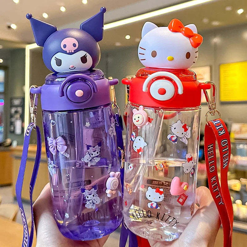 Image of 650ml Original Sanrio Transparenter Becher Cartoon Kuromi Cinnamoroll Melody Tritan Sicheres Material Große Kapazität Outdoor-Wasserflasche