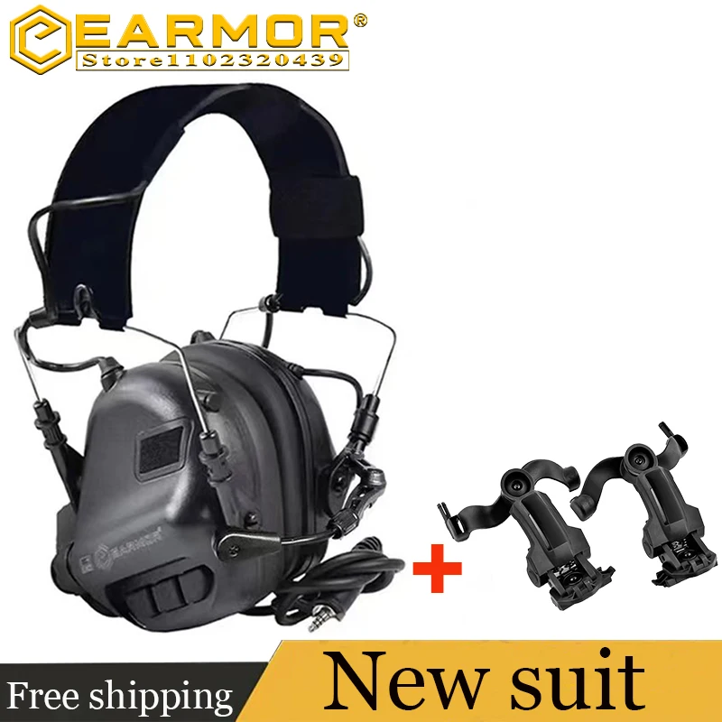 EARMOR M32 MOD4 Helmet Headset Set Active Shooter Earmuffs Equipped with Helmet Mounting Base Tactical Accessories NRR23db