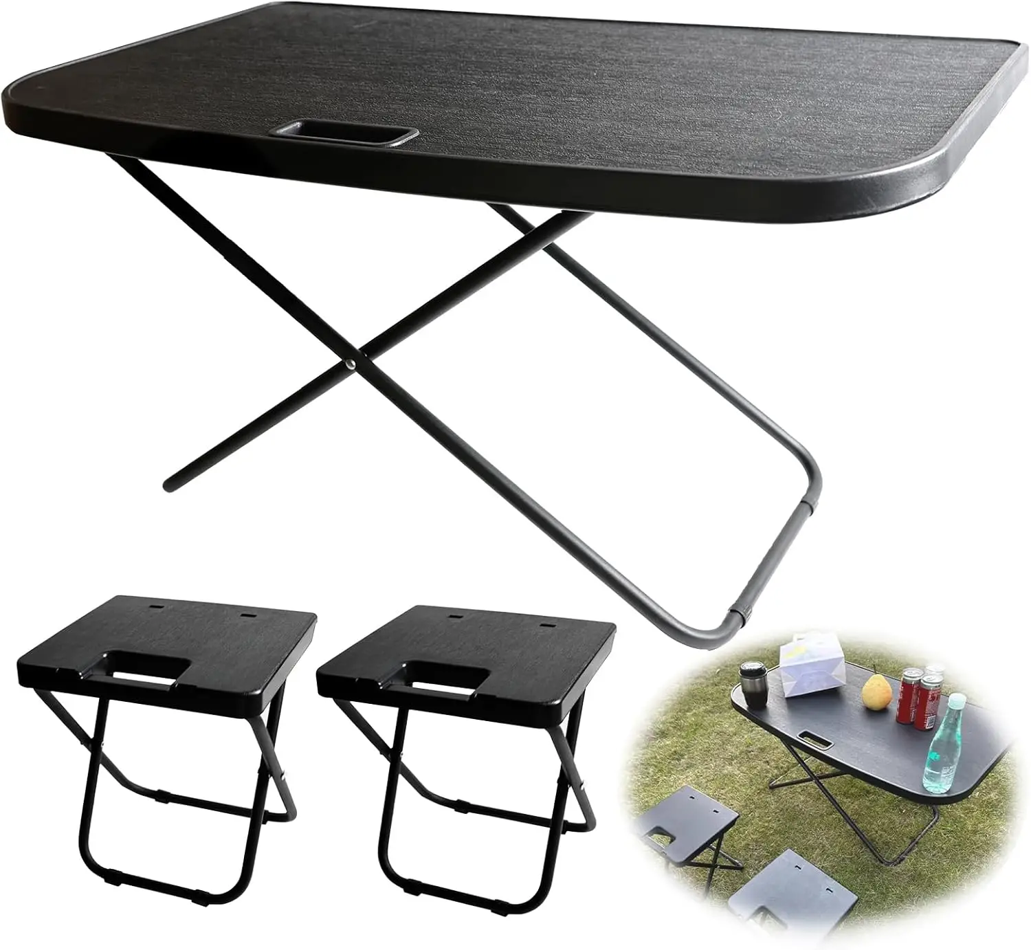 

Car Camping Portable Table Compatible with 2021-2024 Tesla Model Y Camping Outdoor Folding Table with 2 Pack Collapsible Stool T