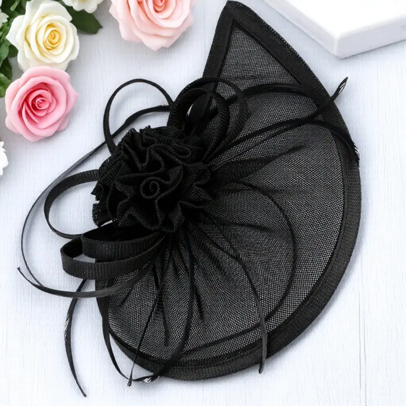 

Fashion Retro Women Fascinator Headband Net Veil Top Hat Elegant Wedding Bridal Bridesmaid Hair Decor Masquerade Ball Stage