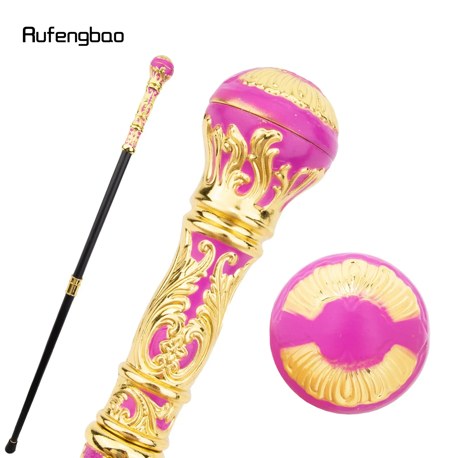 

Golden Pink Luxury Round Handle Fashion Stick for Party Decorative Walking Cane Elegant Crosier Knob Walking Stick 93cm