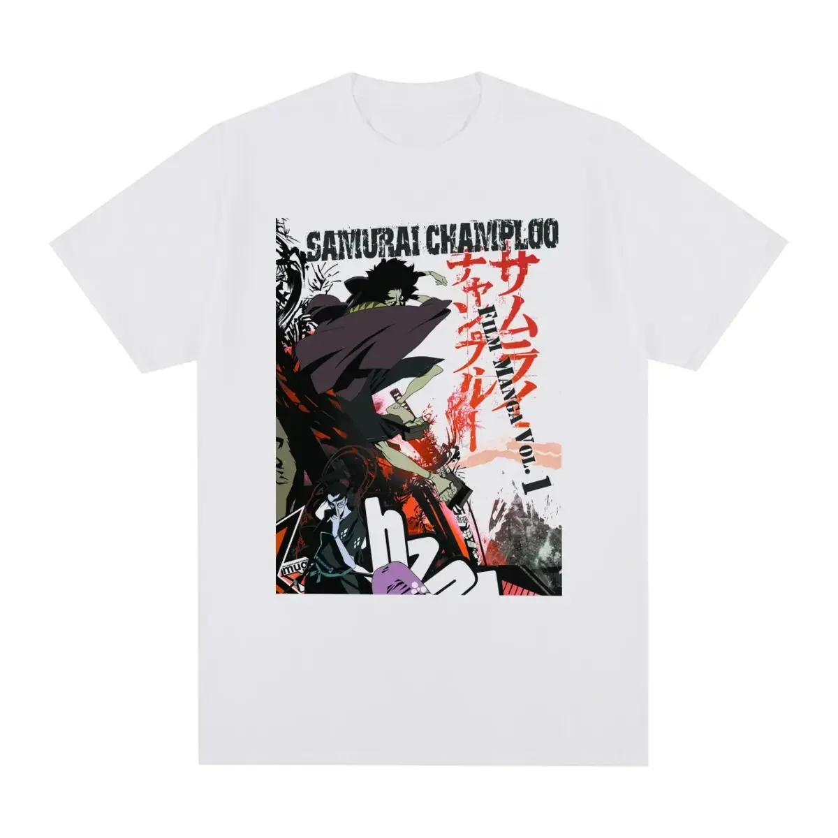 Samurai Champloo Vintage T-shirt Japan Anime Mugen Fuu Jin Cotton Men T shirt New Tee Tshirt Womens Tops