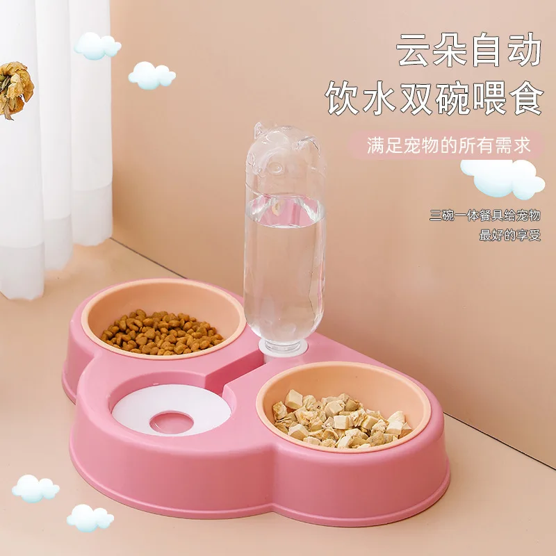 New food Bowl, cat tray Three Bowl Neck Protection Feeder, Automatic Water pet products dog feeder Pet Supplies feeding