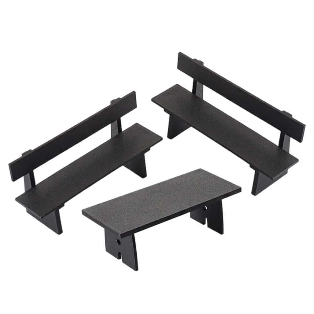 3 stuks miniatuur poppenhuis meubilair tafel stoelen set miniatuur lange stoel micro landschap tuin home decor