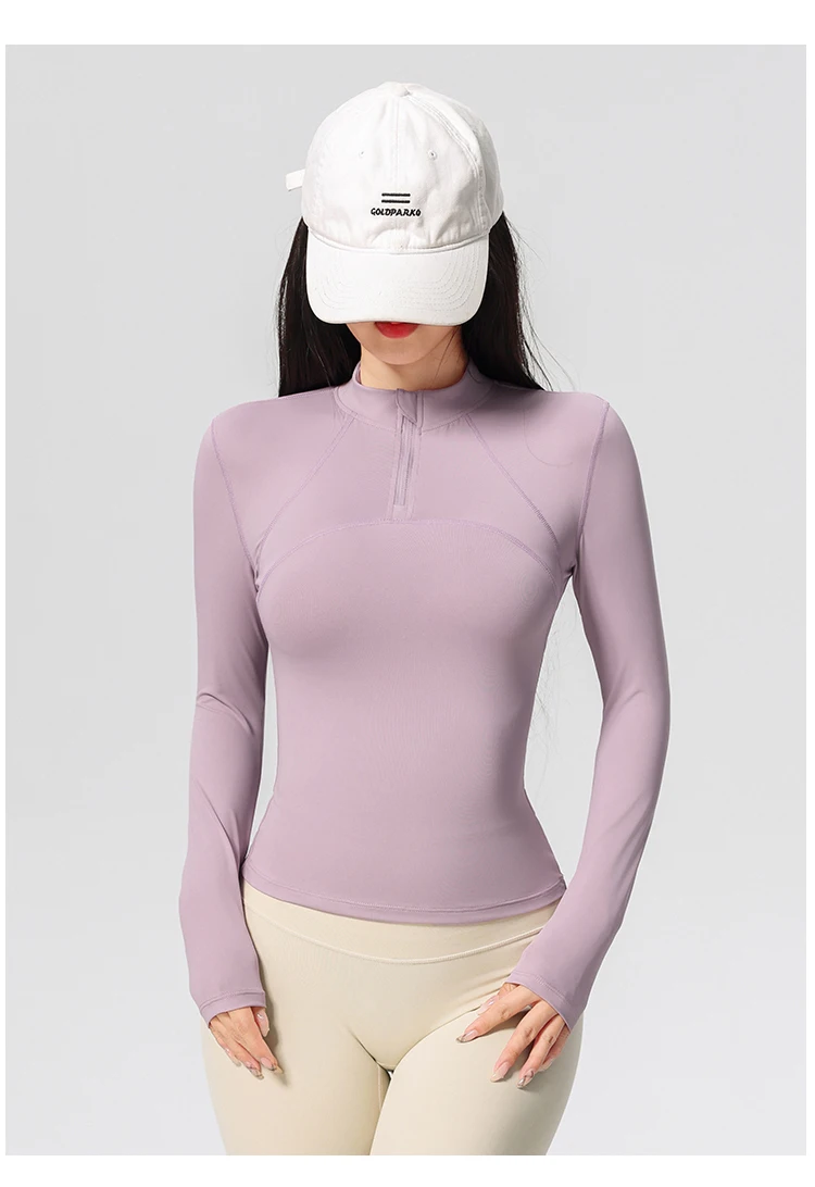 Langarm-Yoga-Trainings-T-Shirt für Damen, Reiten, Sport, Fitness, aktive Kleidung, Oberteil, bequemes, atmungsaktives Trainingsshirt – Detail 17