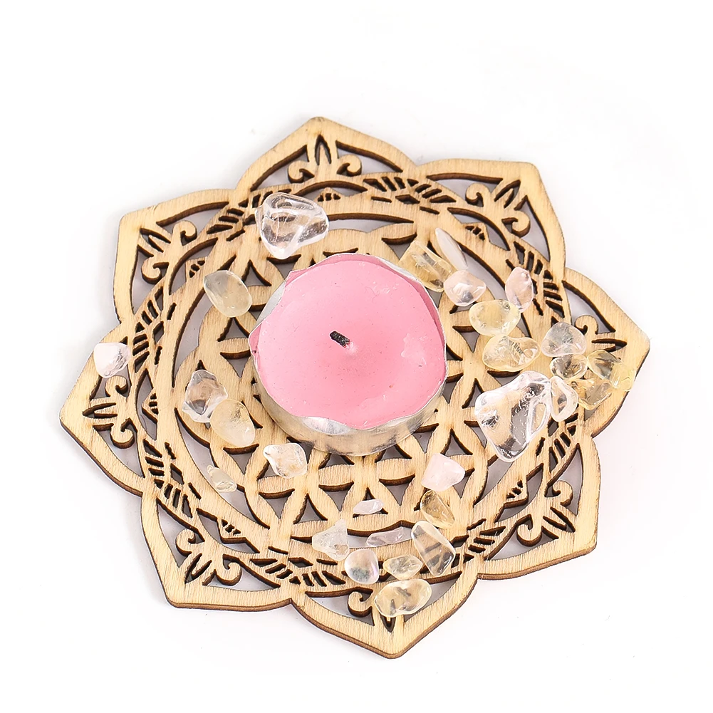 Zen Carving Hollowed Out Geometric Wooden Board Wooden Flower Life Chakra Board Home Decoration Gift