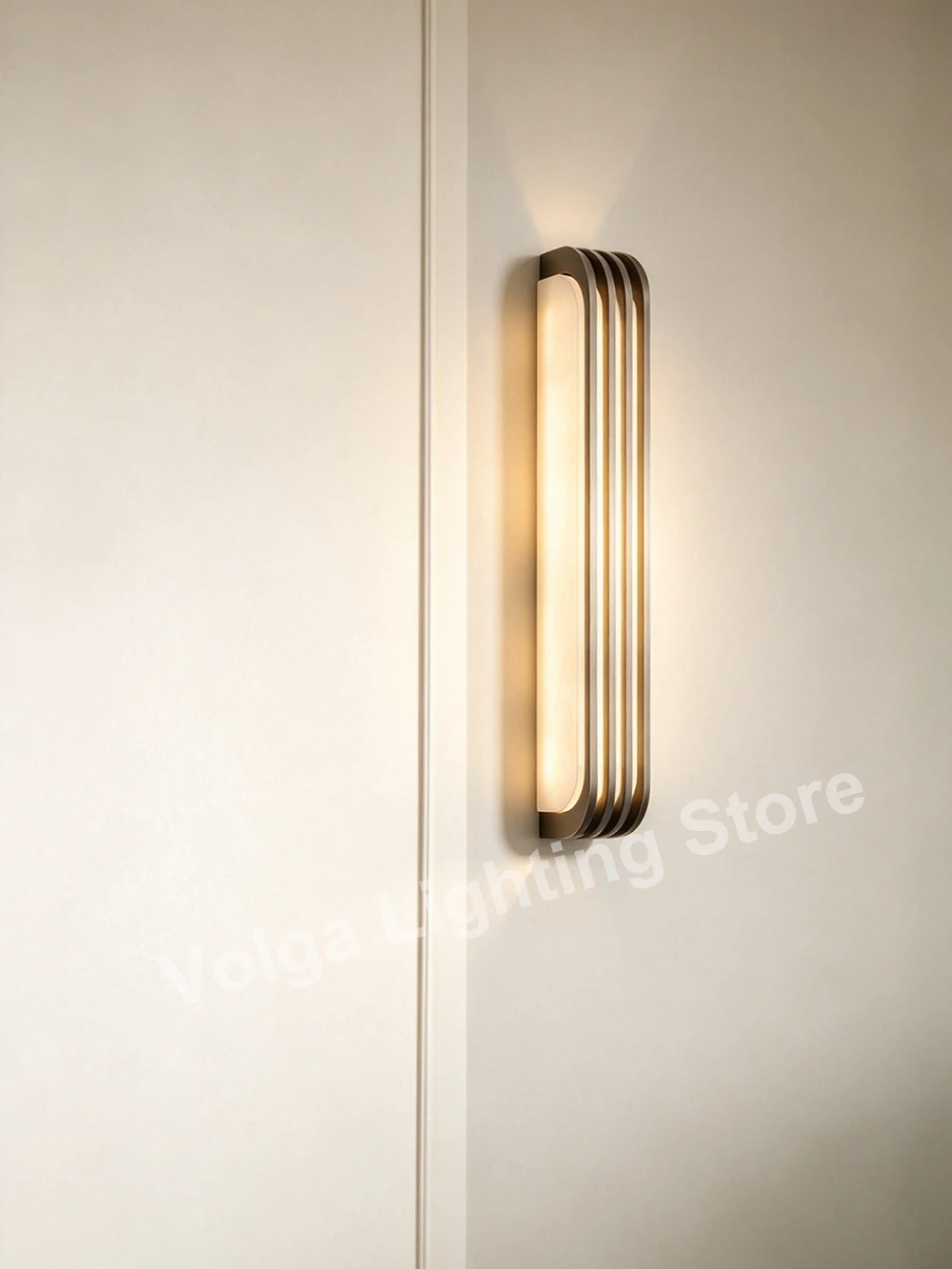 Modern Creative Background Alabaster Brass Wall Lamp Large Natural Marble Wall Light for Bathroom Hallway Hotel Decoration