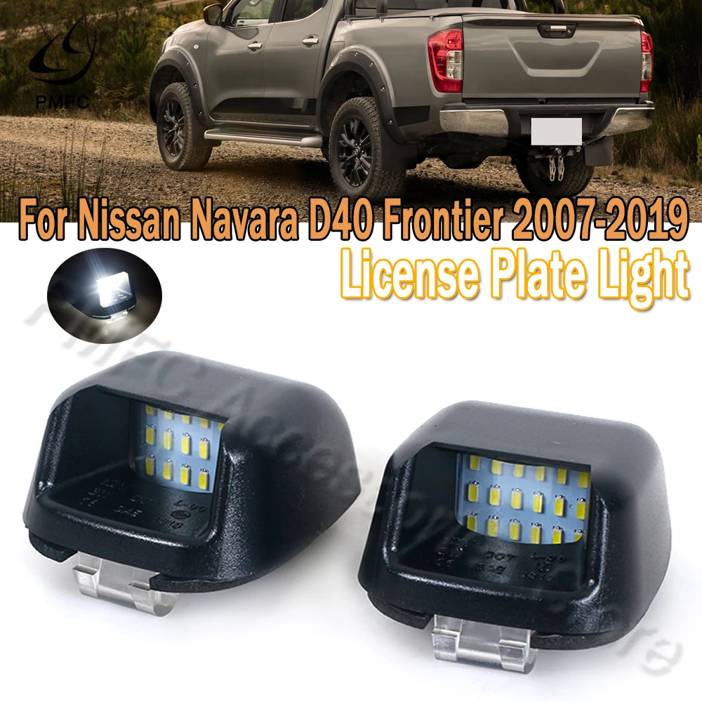 PMFC For Nissan Navara D40 Frontier 2 PCS LED Car License Number Plate Lamp Car Light White Light 12V Car Accessories Car Lights