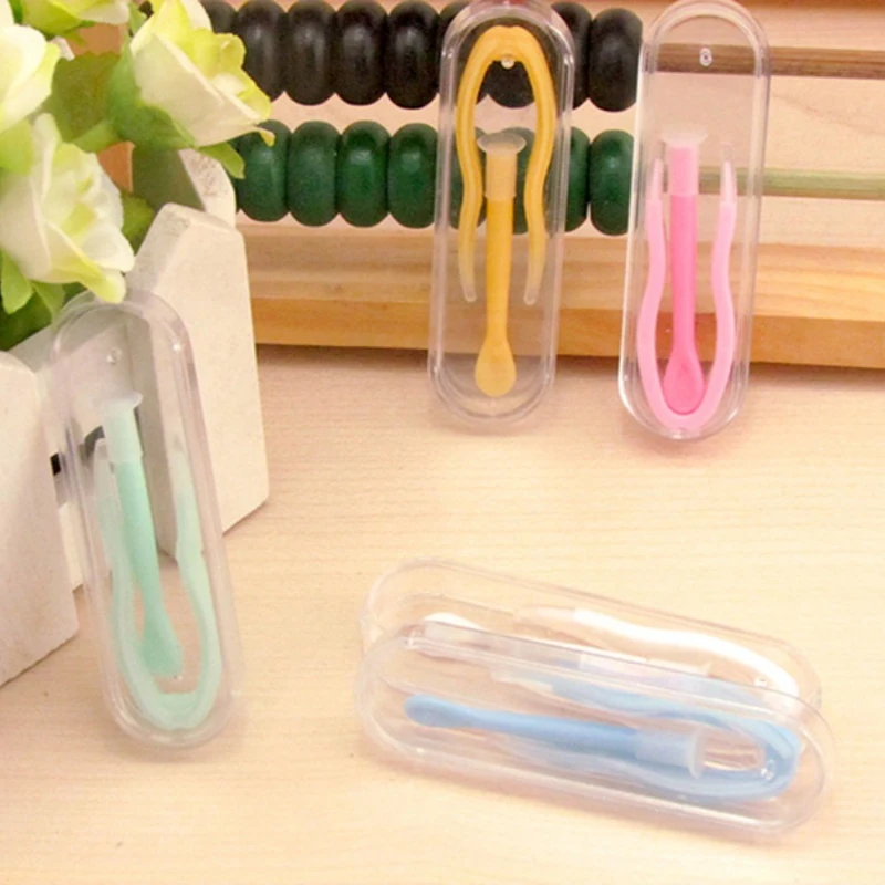 เครื่องมือสวมแว่นตา คีมชิ้นเดียว แท่งดูดขนาดเล็ก คลิปหนีบคอนแทคเลนส์ อุปกรณ์คอนแทคเลนส์ มีให้เลือก 5 สี