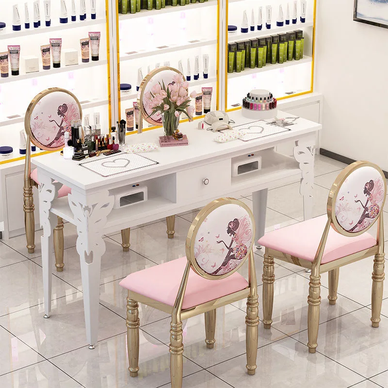 

Simple Modern Nail Art Table and Chair Set Single Small White Nail Art Table Double Nail Art Table Special E****mical