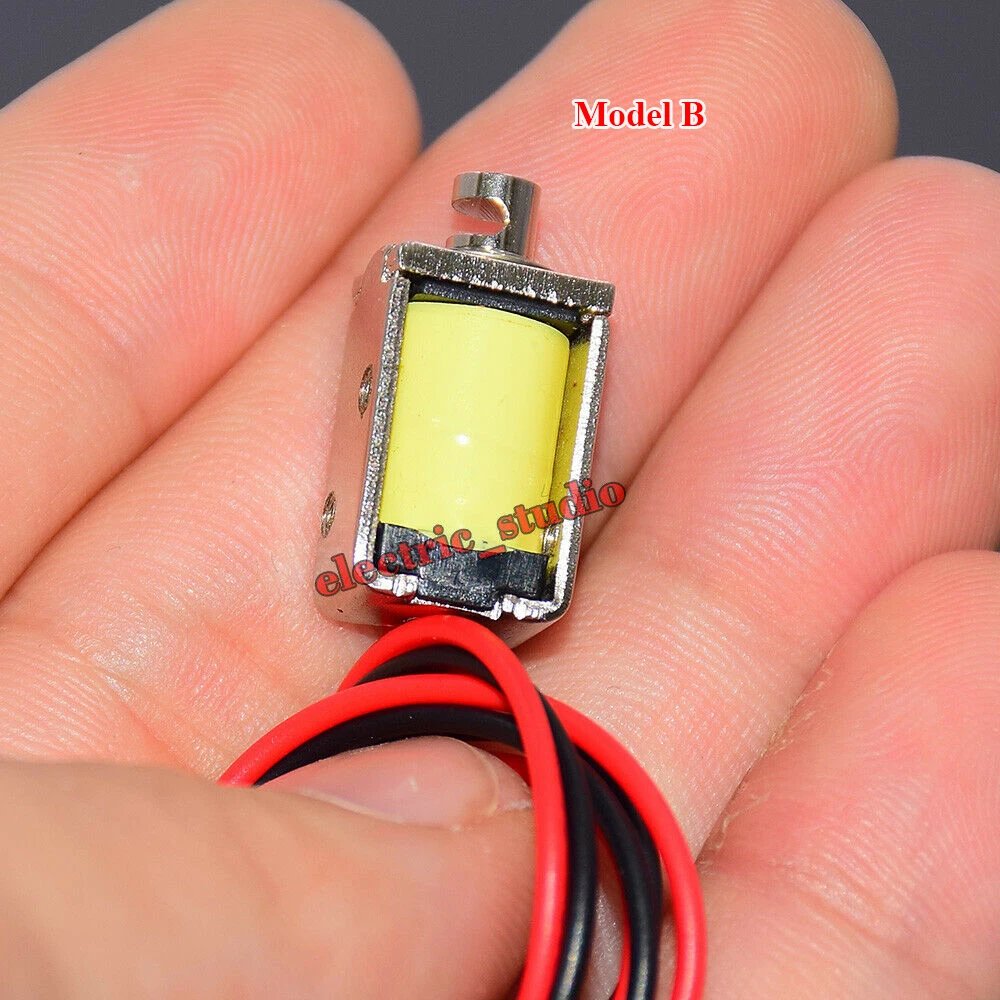 DC 5V~6V Mini DC Solenoid Electromagnet Self-holding Suction Type 7.2ohms Micro Electric Magnet Central Hole/Hook Hole