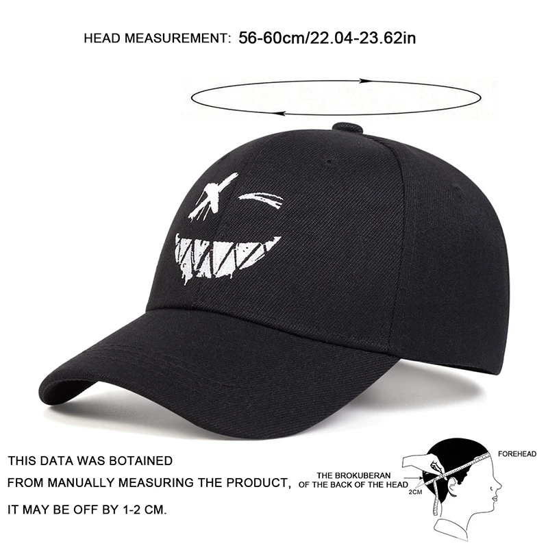 Unisex XX Smiling Face Embroidery Baseball Caps Spring Autumn Outdoor Adjustable Casual Hats Sunscreen Hat