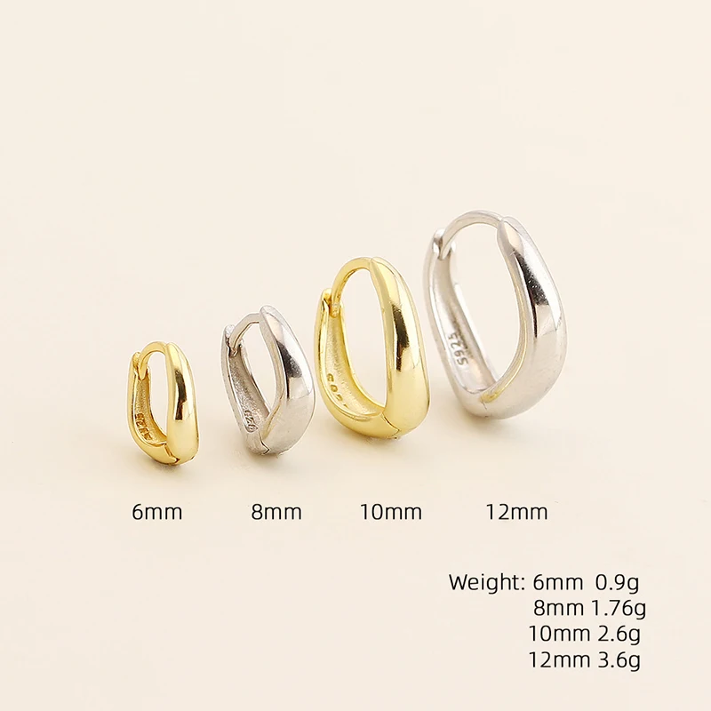 KAMIRA 925 Sterling Silver Classic Smooth Simple Wavy Curvy Hug Hoop Earrings for Women Party Daily Assorted Fashion Jewelry Hot