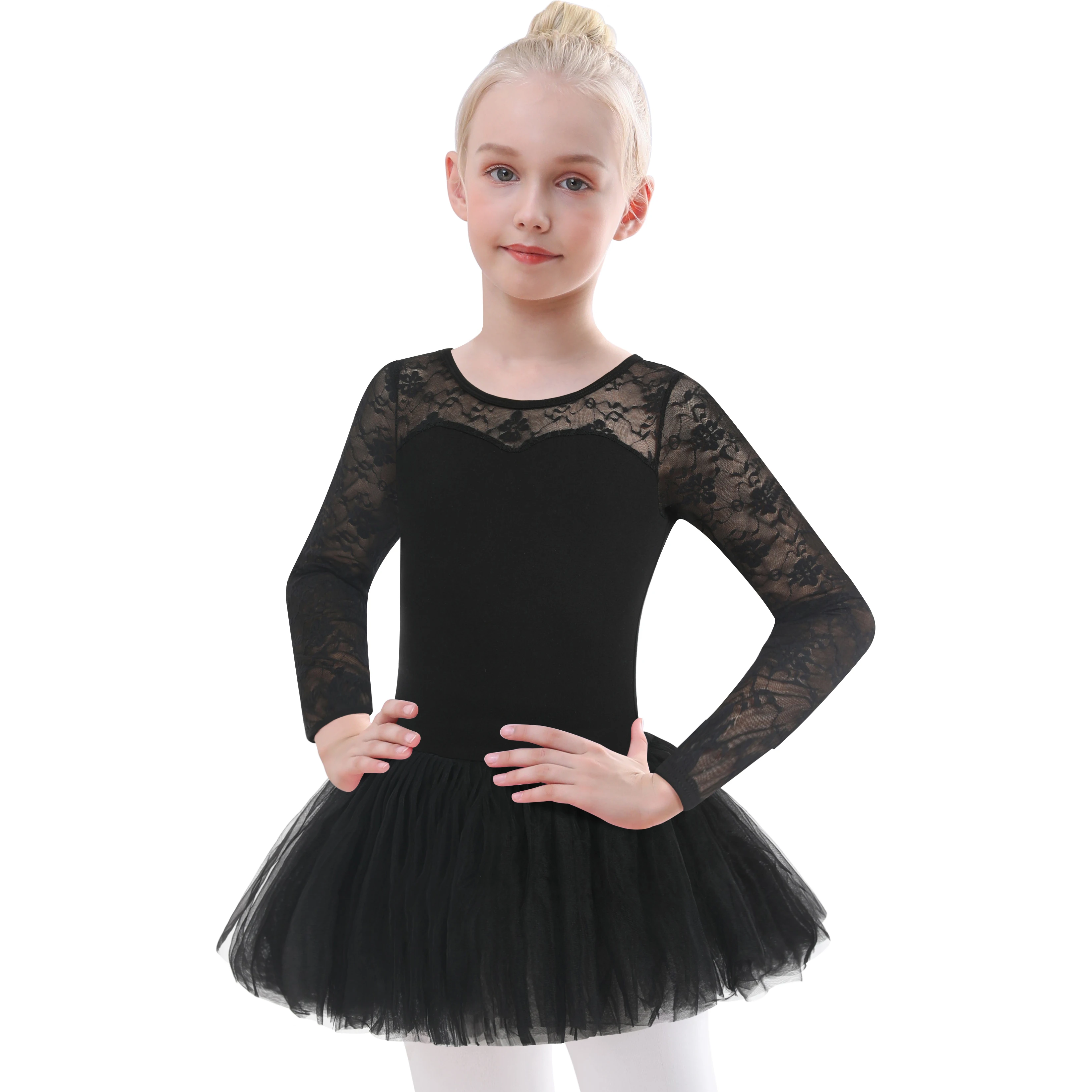 Girls Ballet Lace Cap Sleeve Leotard  with Tutu Skirt for Dance Gymnastics (Toddler/Little Girl/Big Girl)