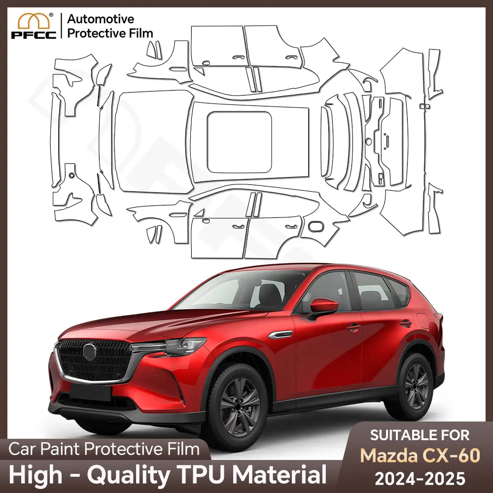 

Для Mazda CX60 CX-60 2024-UP предварительно вырезанная защитная пленка для краски, прозрачный ТПУ, PPF, аксессуары против царапин, прозрачная наклейка толщиной 8,5