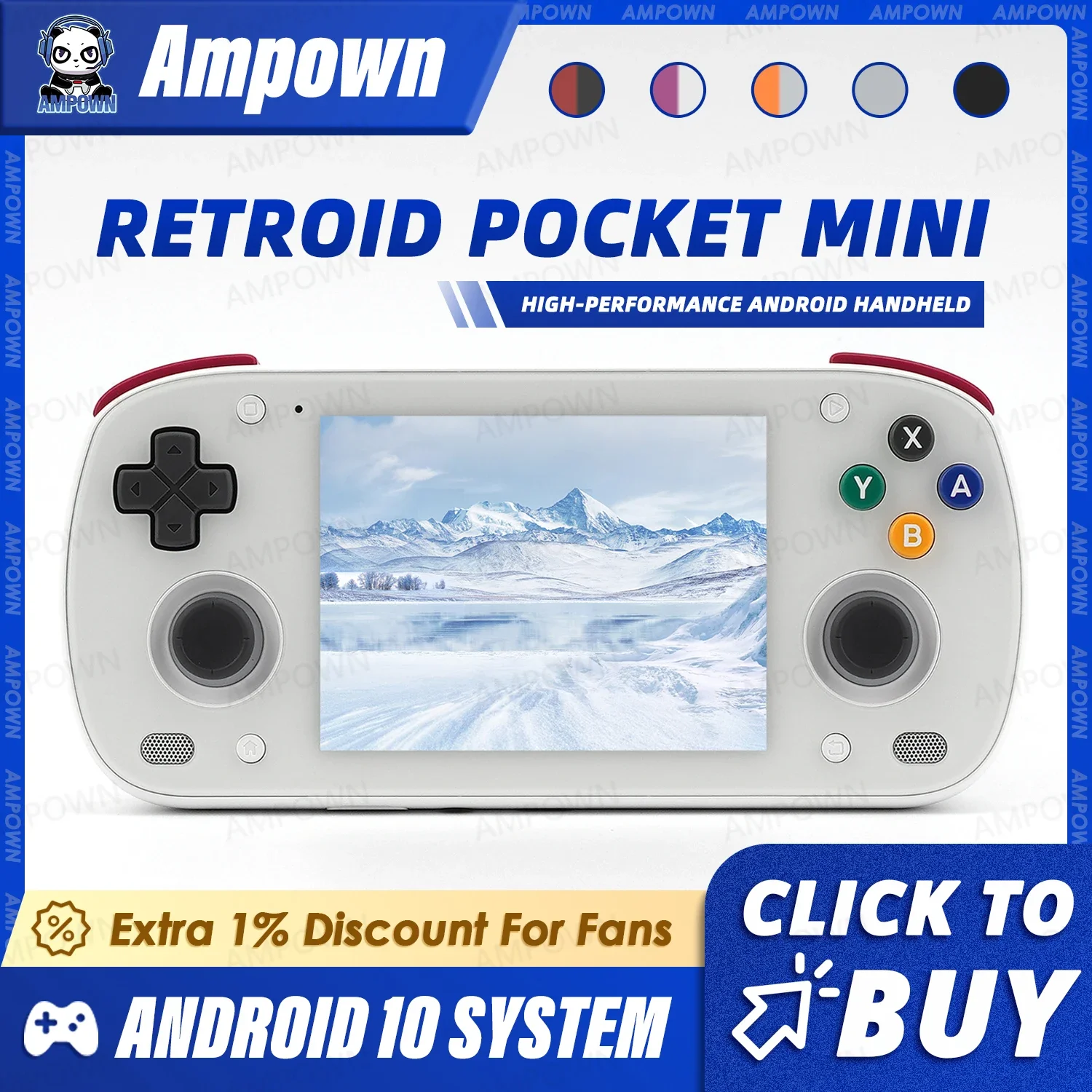 Retroid Pocket Mini Handheld Game Console 3.7'' AMOLED Screen Android10 Video Output Joystick RGB Lighting Effect Active Cooling