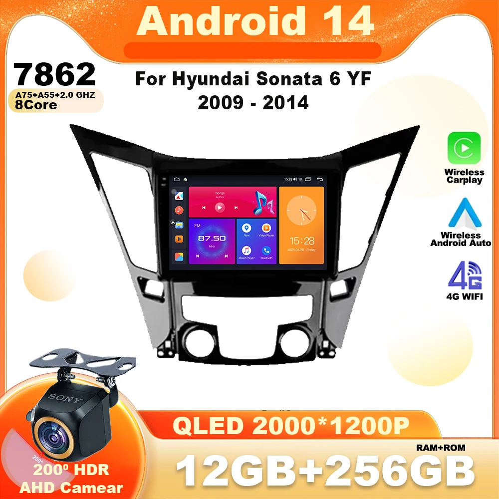 

Android 14 Car Radio For Hyundai Sonata 6 YF 2009 - 2014 Multimedia Video Player Navigation GPS Carplay Wireless BT Unit 7862