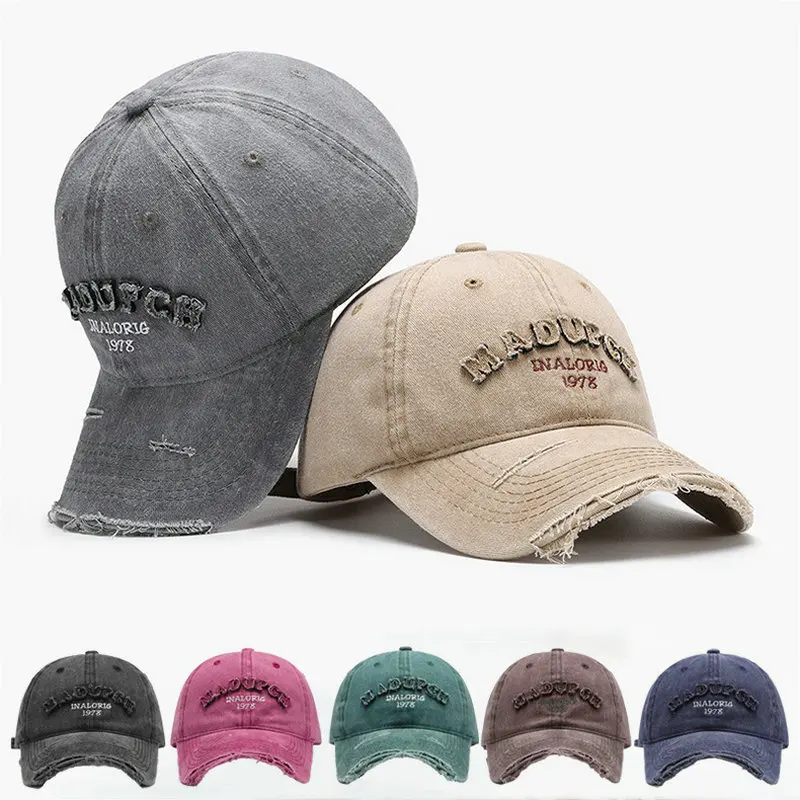 

Retro Letter Embroidered Baseball Cap Vintage Sun Protection Face Unisex Washed Cotton Hat Sun Hat Outdoor Sports Hip Hop Hats