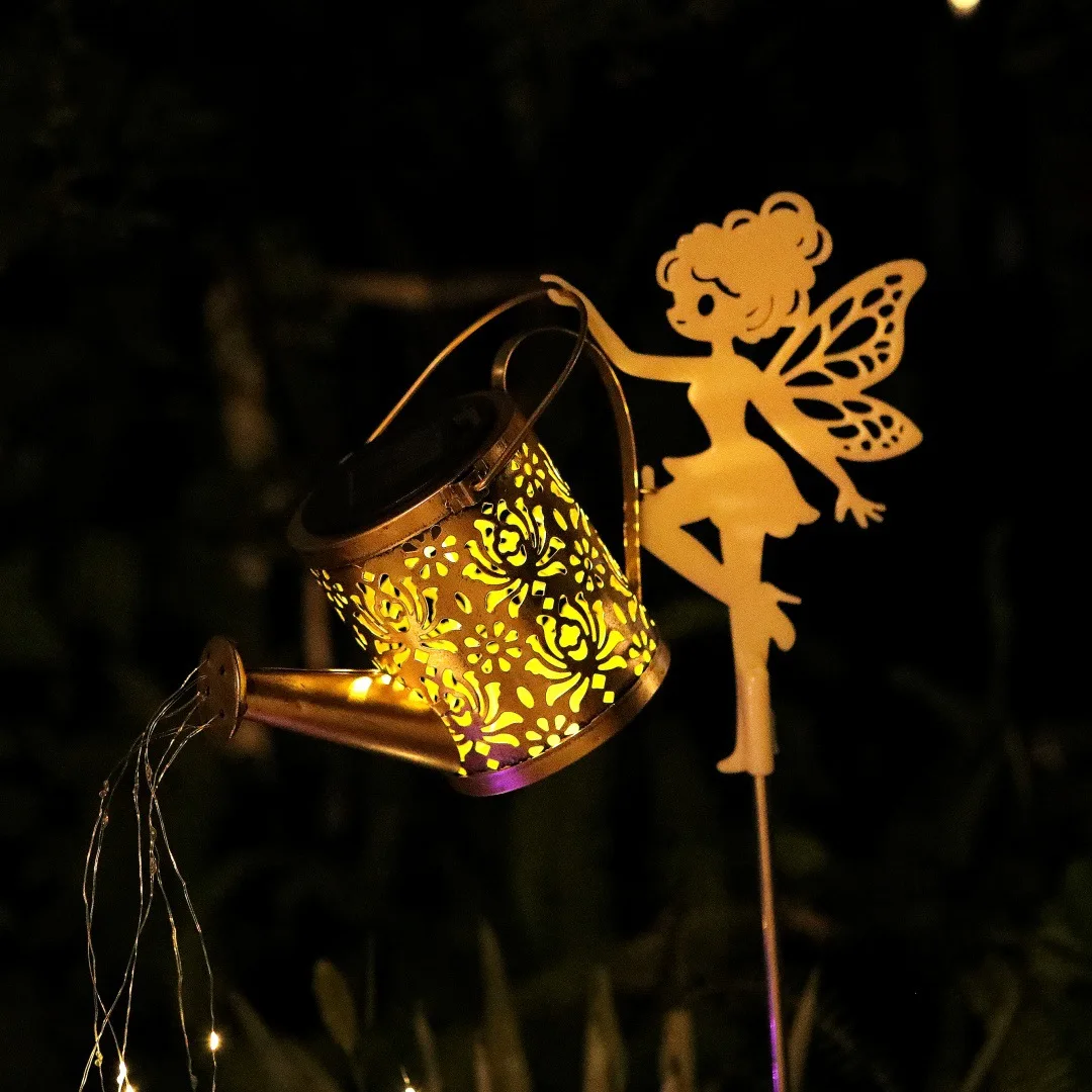 Solar Fairy Vintage Metal Watering Can Lights Garden Decor Outdoor Solar Hanging Kettle Light Waterproof  Villa Yard Decoration