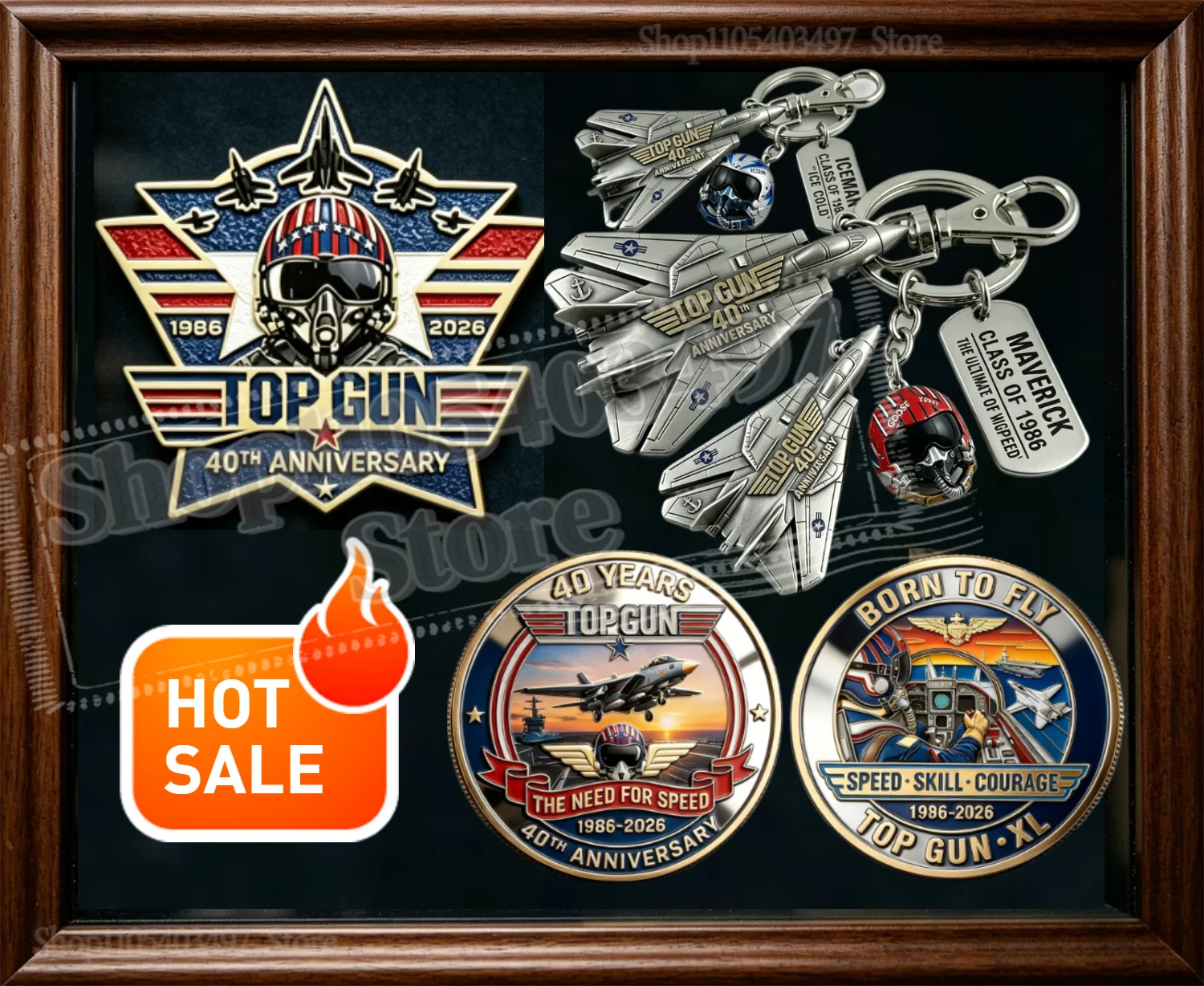 2026 Limited Edition Top Gun Maverick Lapel Pin & 40th Anniversary Keychain&Coin - Military Pilot Themed Gift for Men
