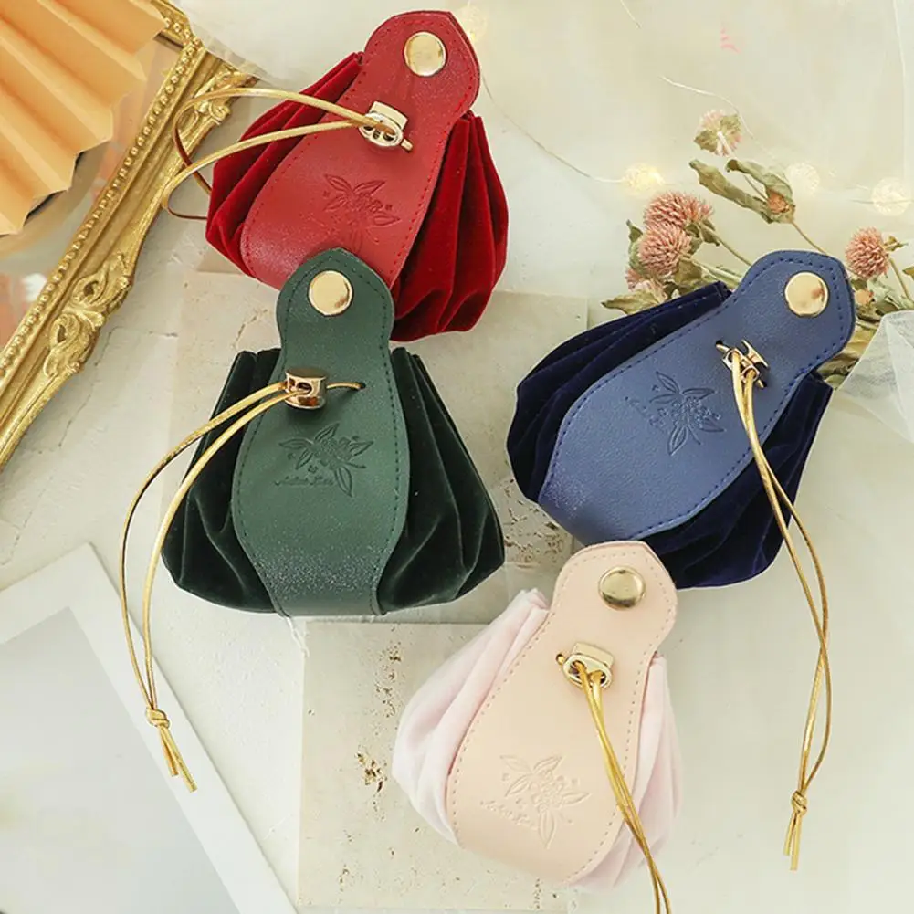 Gift Bag Drawstring Flannelette Texture Buckle Closure Portable Gift Giving Faux Leather Party Candy Pouch Wedding Ornament