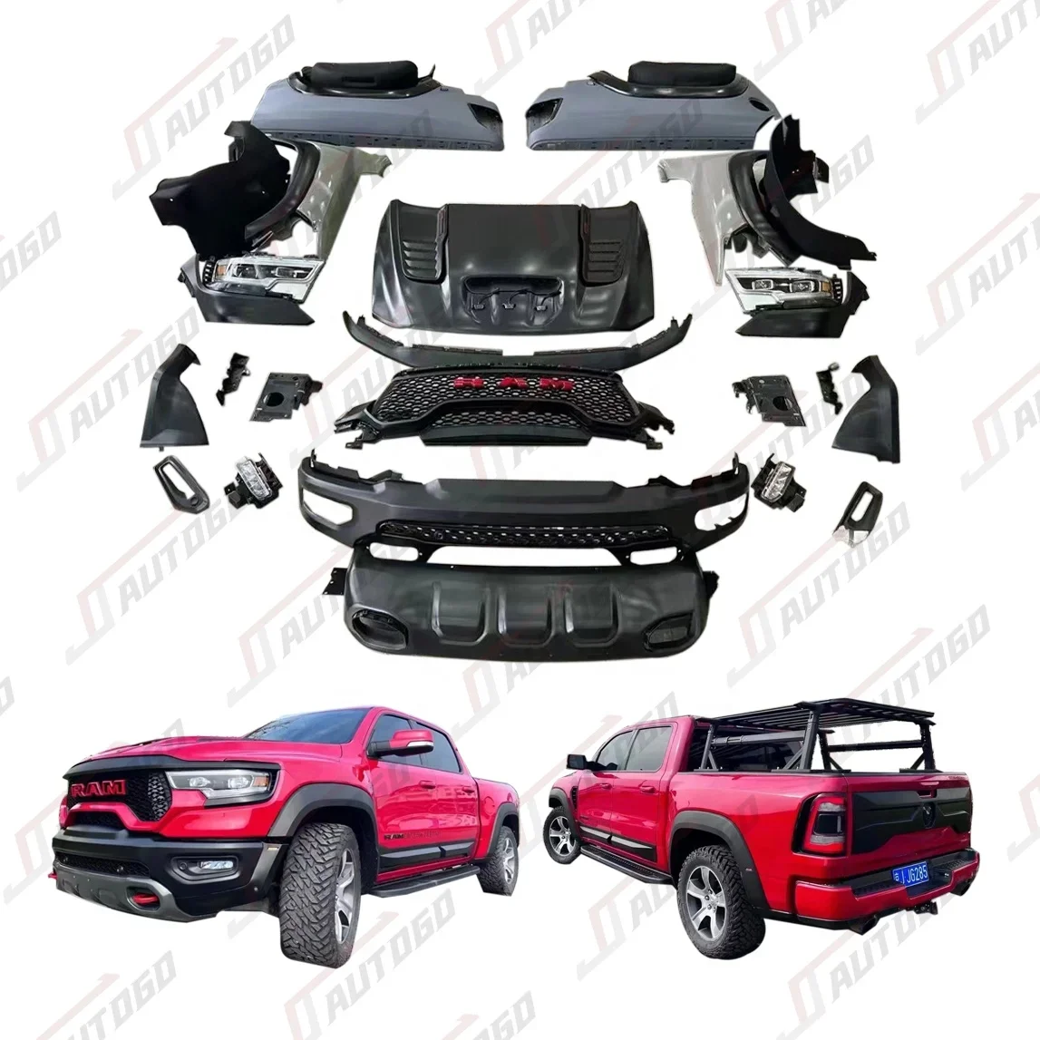 Newest Facelift Body Kit For Dodge RAM 1500 2013 2014 2015 2016 2017 2018 2019 2020 2021 to 2022 TRX dodge ram 1500 body kit