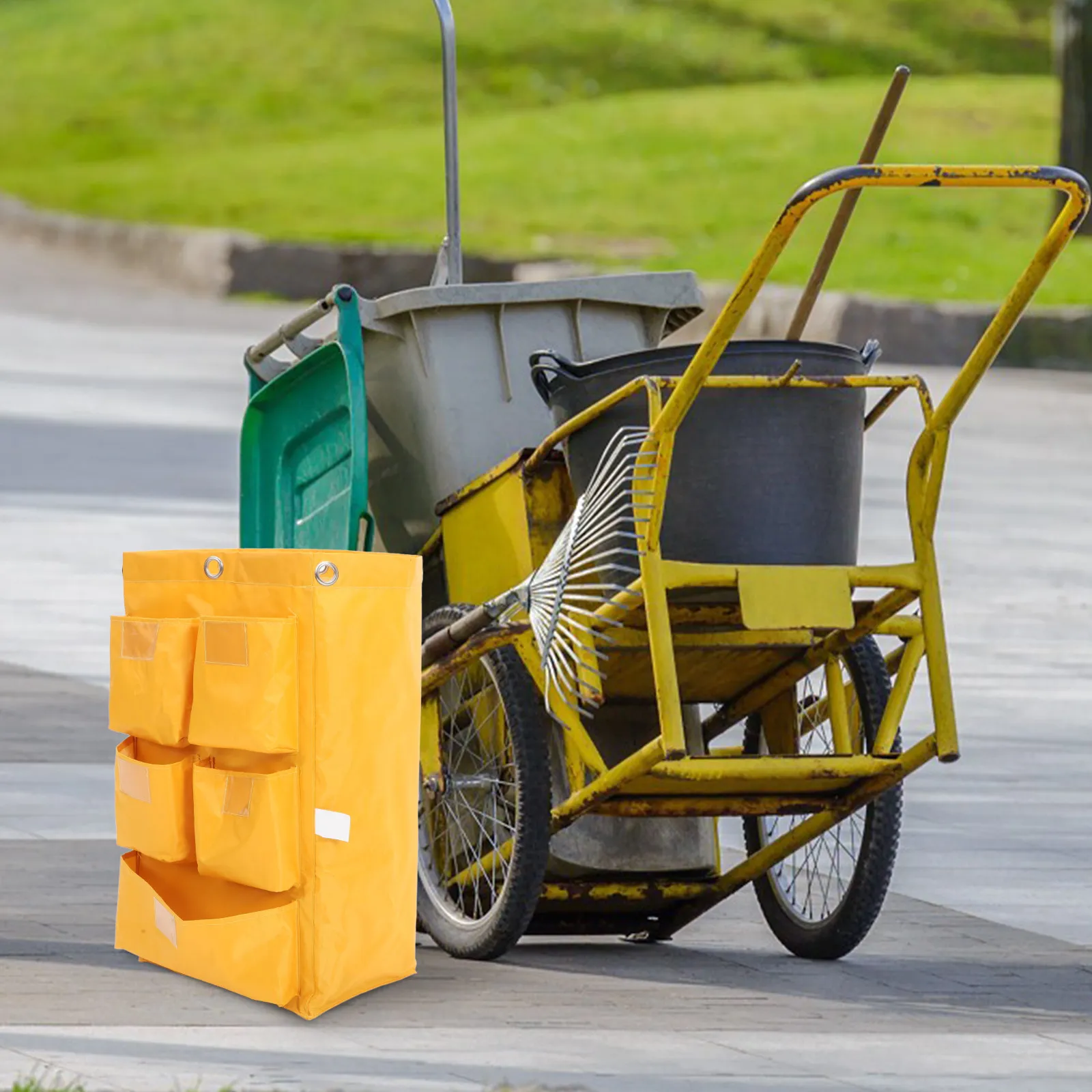 

Janitorial Cart Bag Heavy Duty Thick Fabric Cleaning Supply Storage Bag for Housekeeping Carts Trash Collection Janitorial Bags