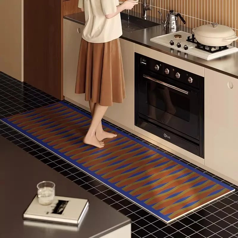 

Kitchen Floor Mat PVC Leather Washable Kitchen Carpet Waterproof Oil-proof Non-slip Rug Home Decoration Tapis Cuisine שטיח למטבח