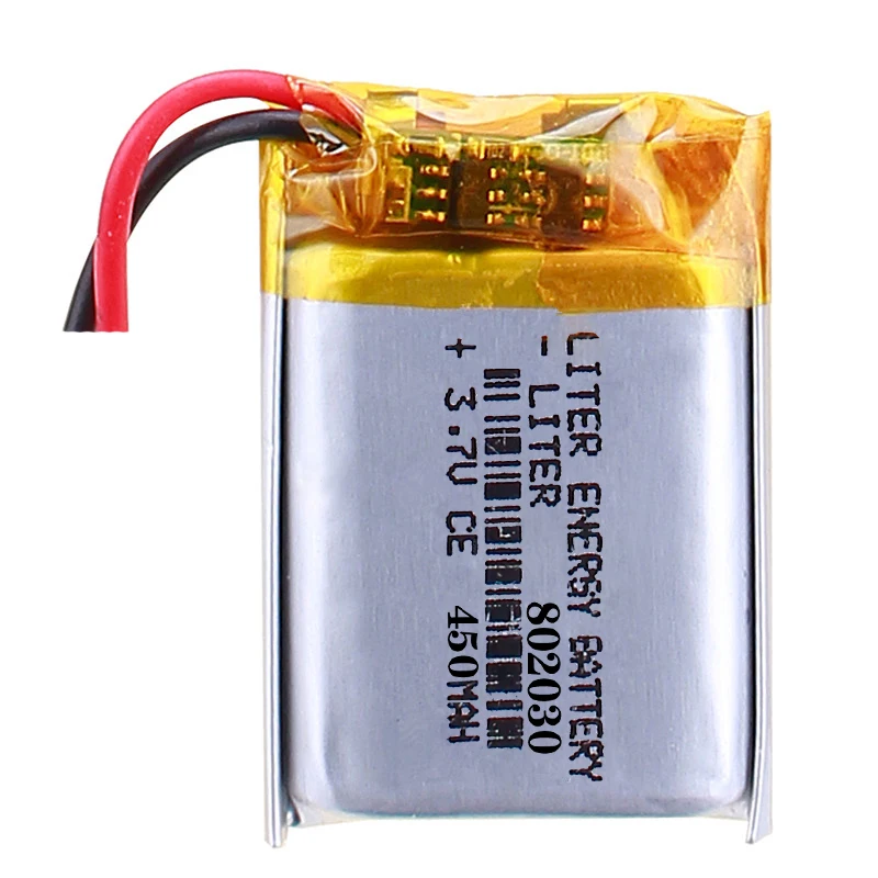 Liter energy battery 1pcs/lot 802030 450mAh 3.7V lithium polymer battery MP3 MP4 MP5 Li ion massager battery