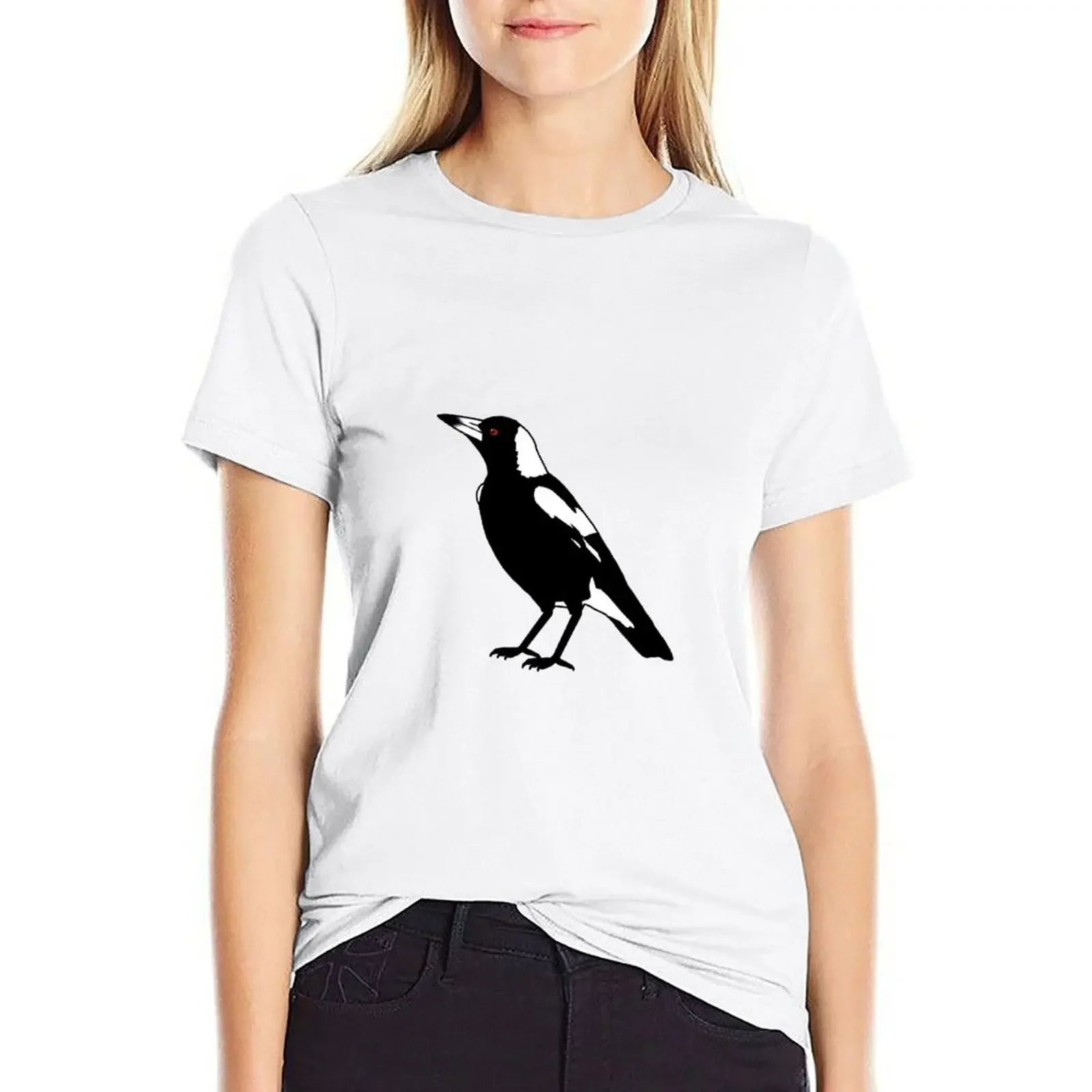 

Australian Magpie - White T-shirt tops summer clothes vintage clothes spring clothes Women 2024