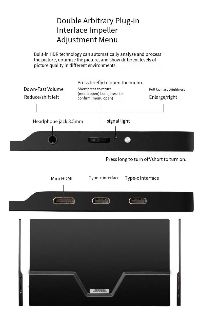 15,6 Zoll 4k uhd tragbarer Monitor 3840*2160 ips hdr Nits Dual-Lautsprecher-Gaming-Display für Computer Laptop Xbox PS4/PS5-Schalter